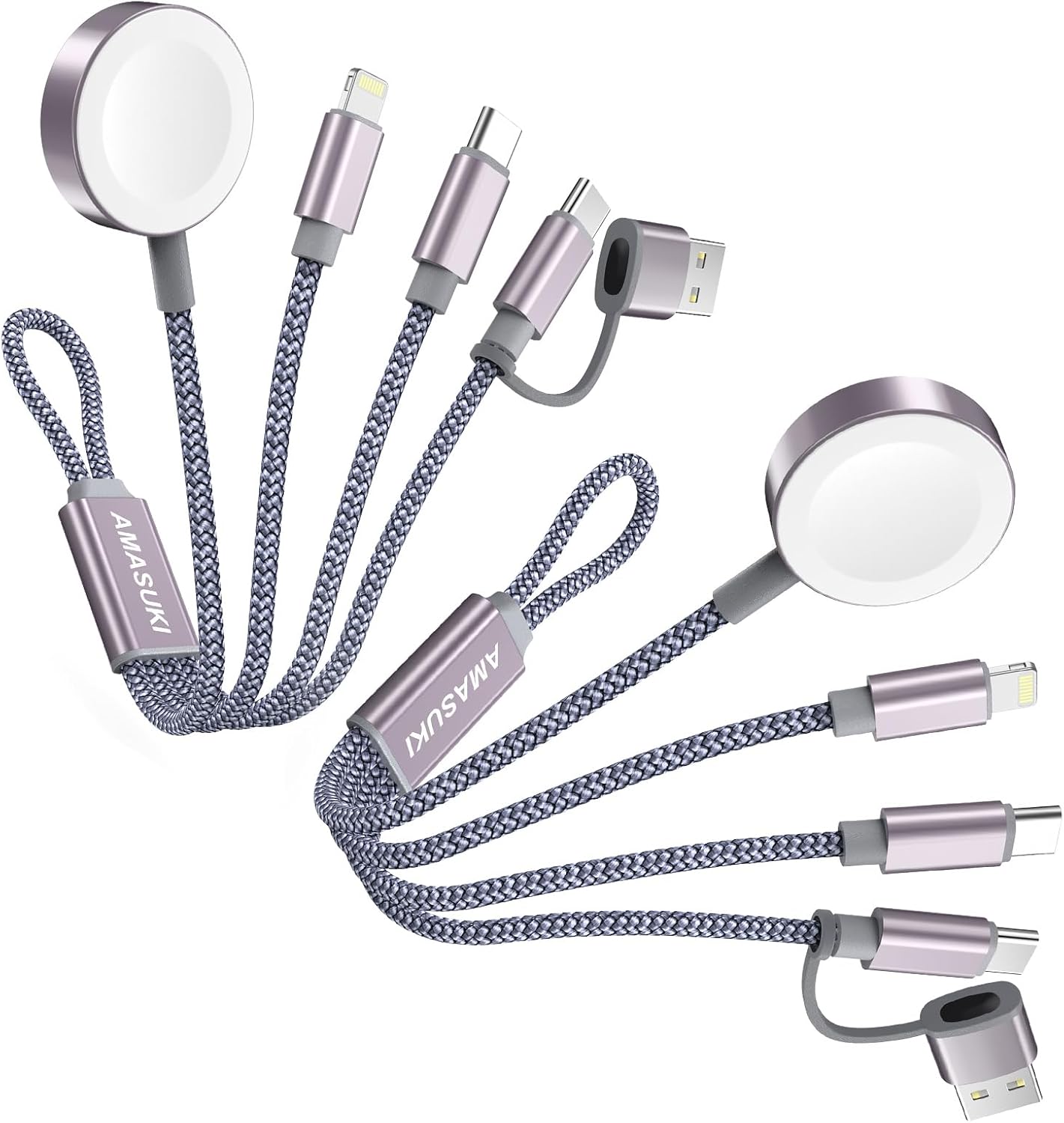 𝟐𝐏𝐚𝐜𝐤 𝐒𝐡𝐨𝐫𝐭 3 in 2 USB C Cable for Apple Watch Charger iPhone Charger USB C Mult...