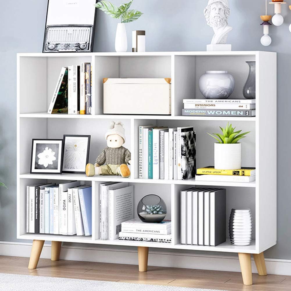 IOTXY Wooden Open Shelf Bookcase - 3-Tier Floor Standing Display Cabinet Rack wi...