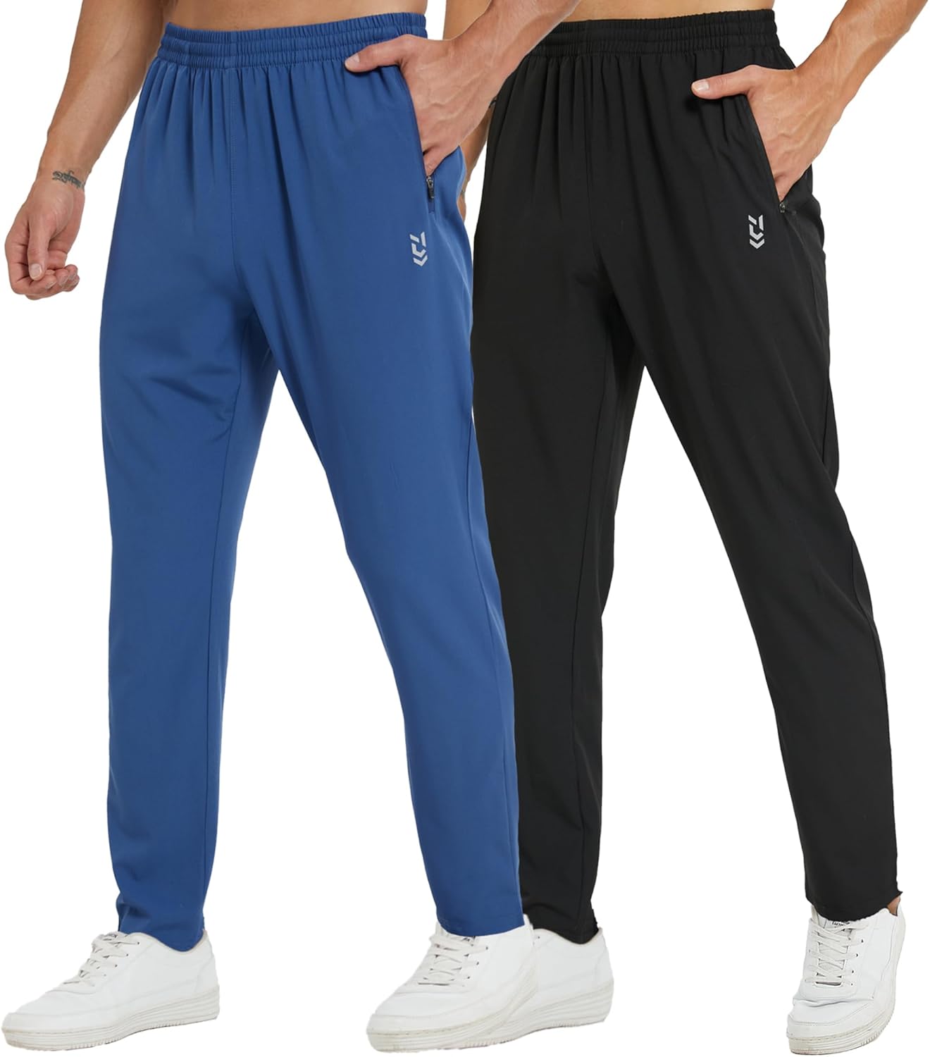 frueo 2 Pack Tracksuit Bottoms Men Lightweigt Jogging Trousers with Zipper Pocke...