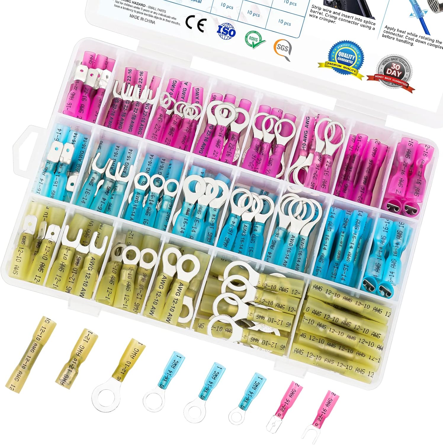 TICONN 250Pcs Heat Shrink Wire Connectors, Waterpr...