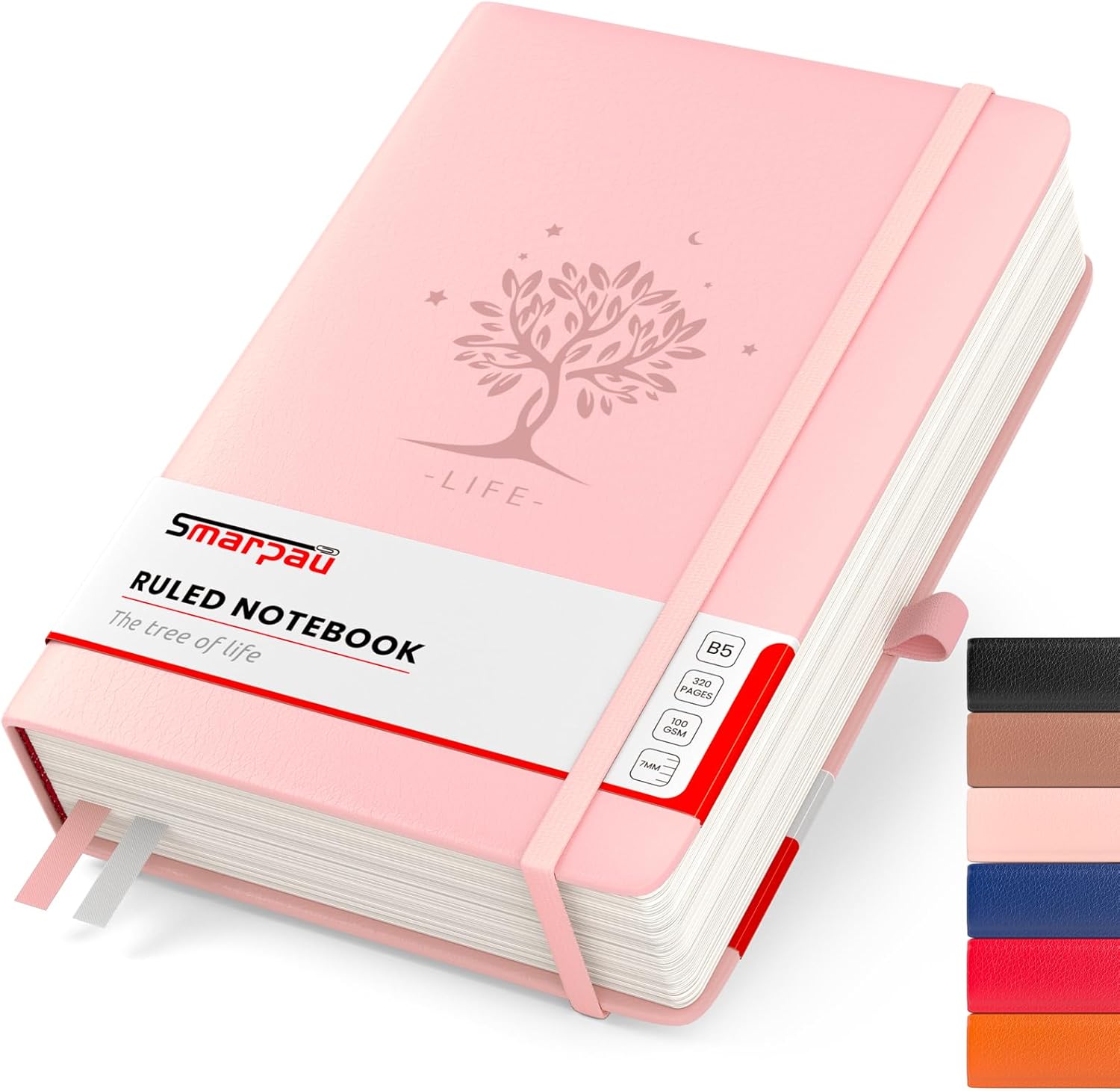 Smarpau B5 Lined Notebook - Large Leather Journal Notebook with 320 Pages 100gsm...