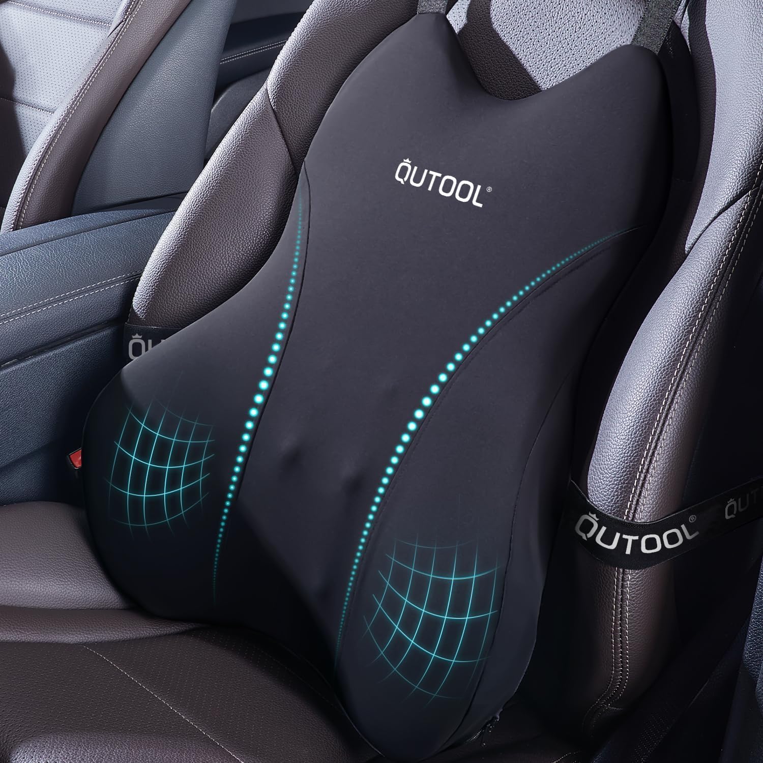 QUTOOL Lumbar Support Pillow for Car/Office Chair, Memory Foam Back Cushion for...
