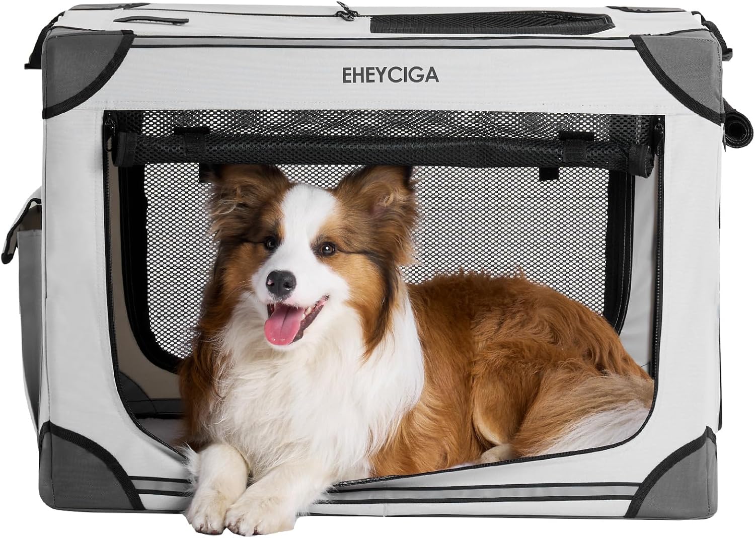 EHEYCIGA Collapsible Soft Dog Crate 30 Inches, Portable Travel Dog Crate for Med...