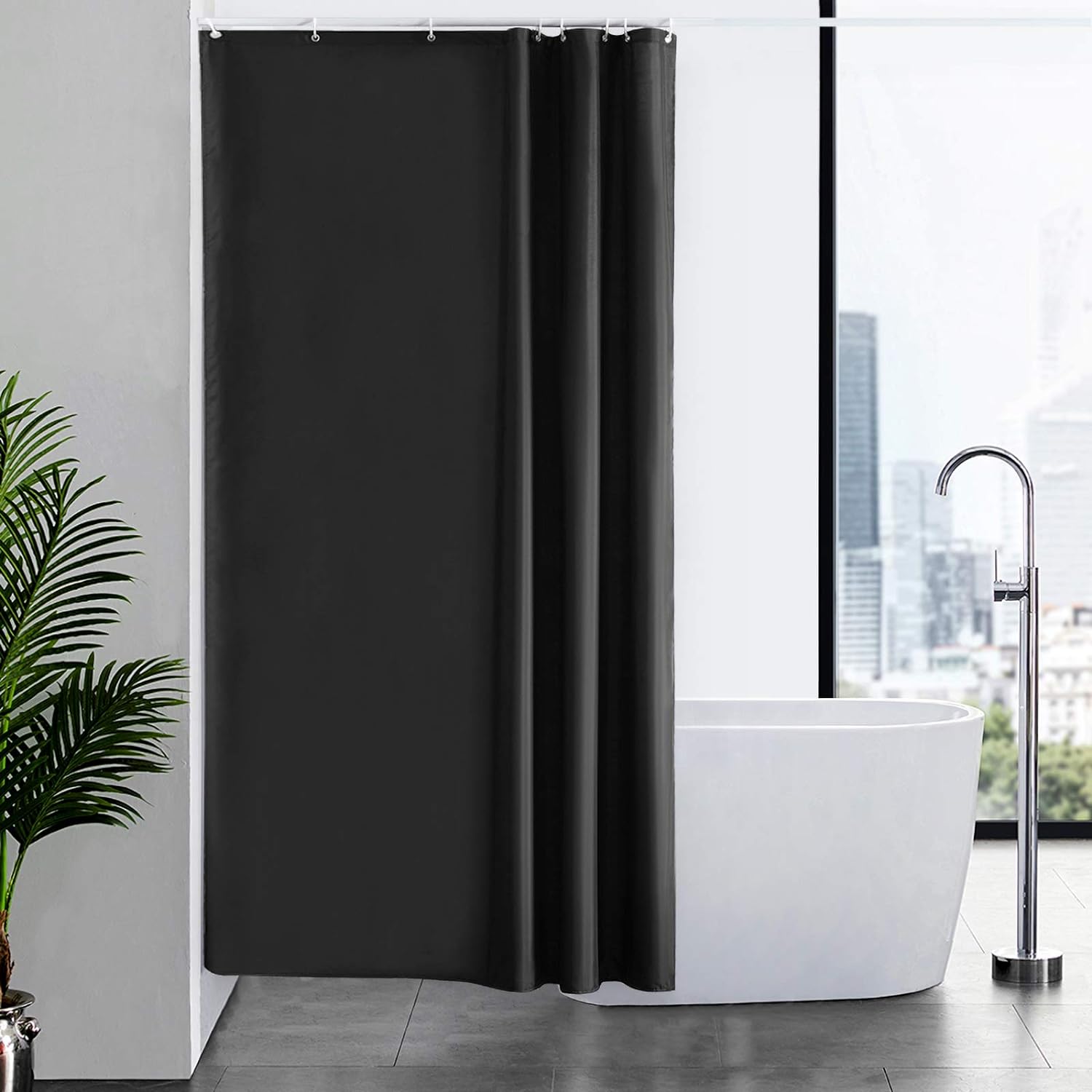 Furlinic Shower Curtain Mould Proof Resistantand Waterproof Washable Polyester F...
