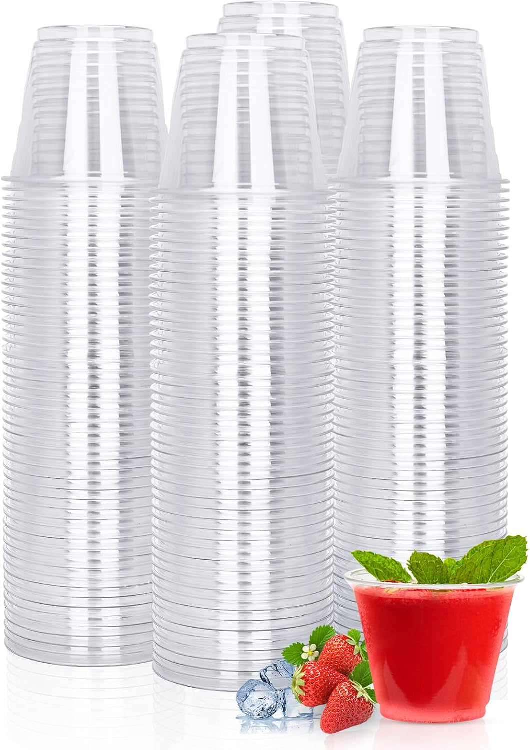 TashiBox [9oz - 150 Cups Plastic Cups Clear - Disposable Tumbler for Cocktails,...