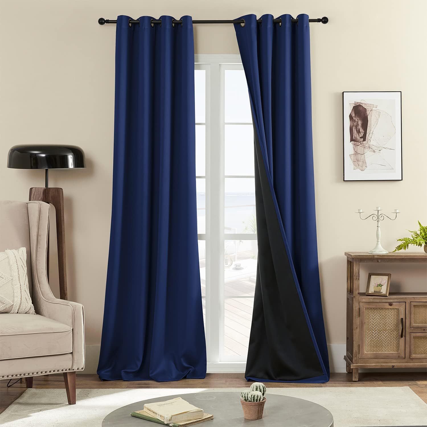 Rutterllow 100% Blackout Curtains 2 Panels, Full Shade 108 Inches Long Complete...