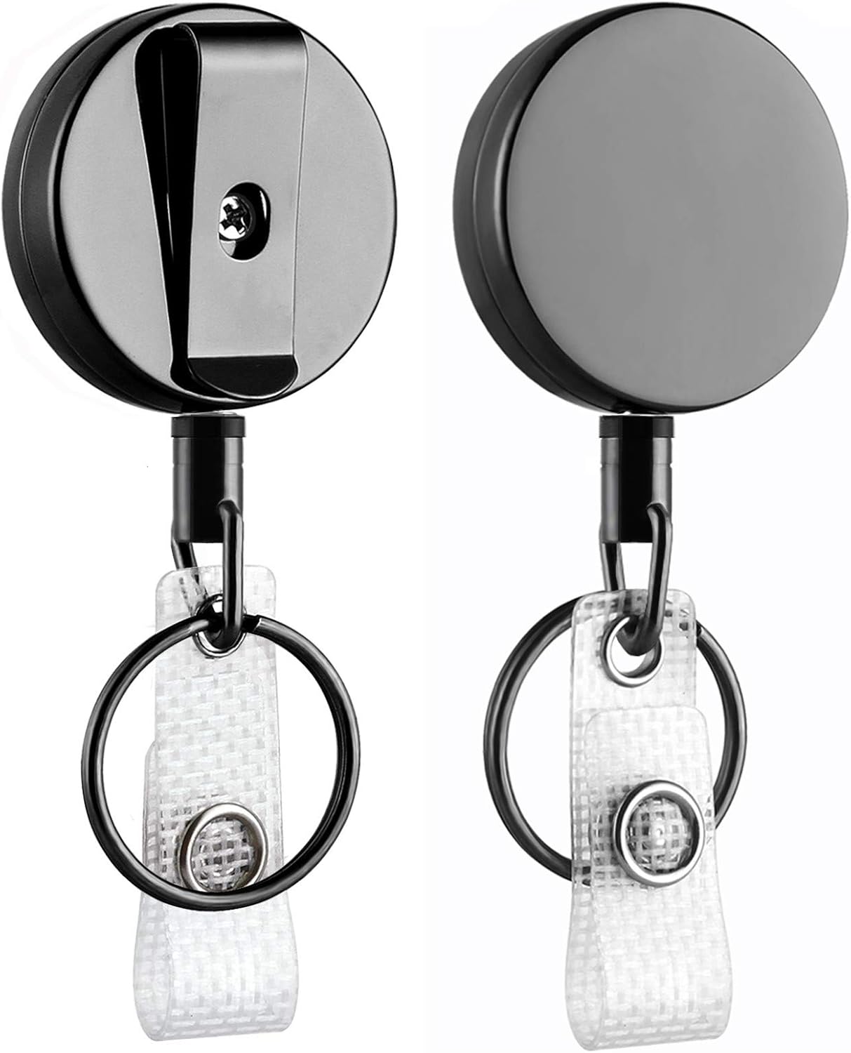 2 Pack Heavy Duty Retractable Badge Holder Reel, Will Well Metal ID Badge Holder...