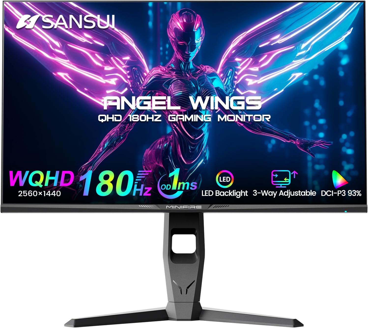 SANSUI 27 inch WQHD 180Hz Gaming Monitor 1440P-AMD FreeSync 1ms DCI-P3 93% Fast...