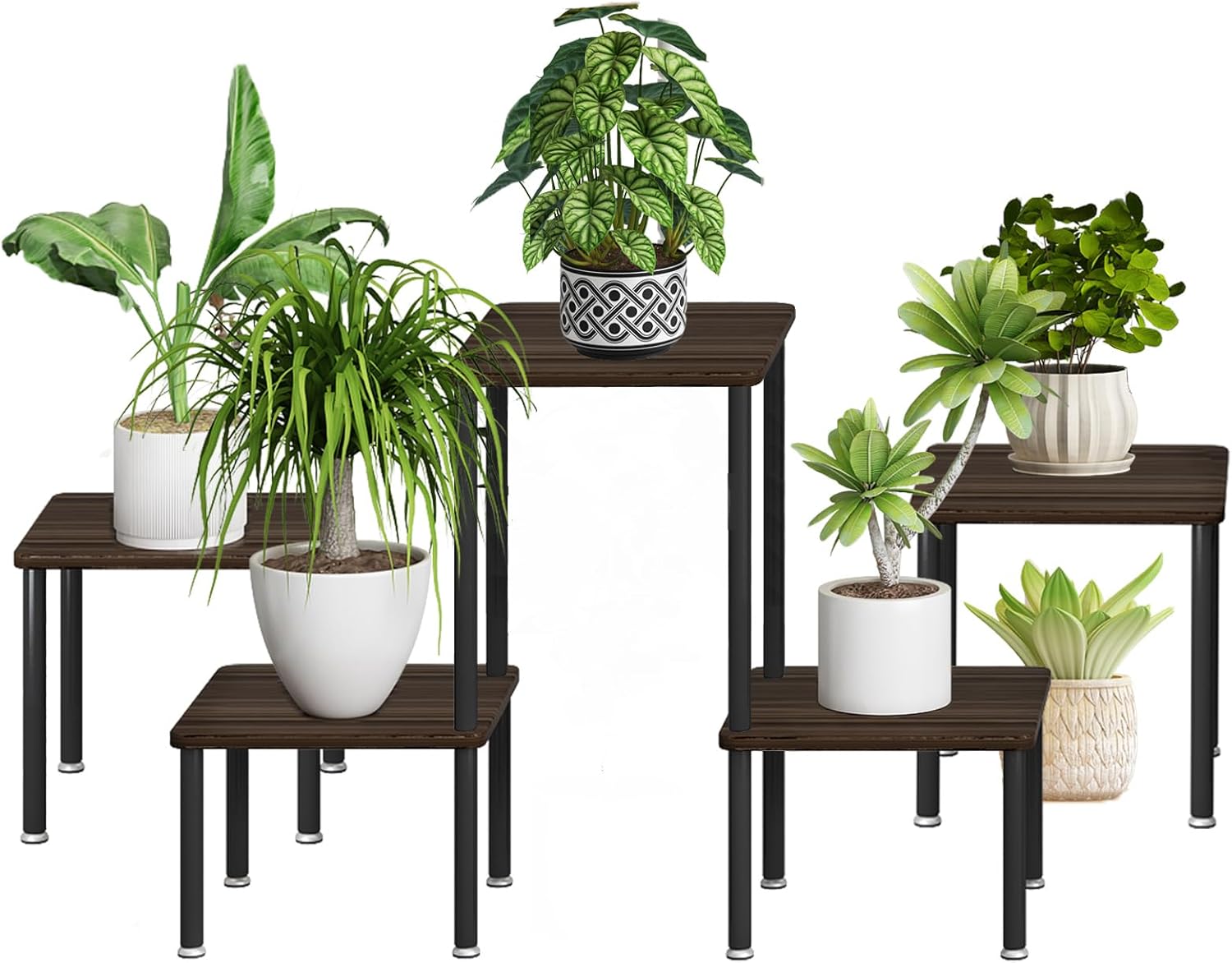 Plant Stand 5-Pack Indoor Metal Heavy Duty Flower Pot Corner Tall Plant Stands f...