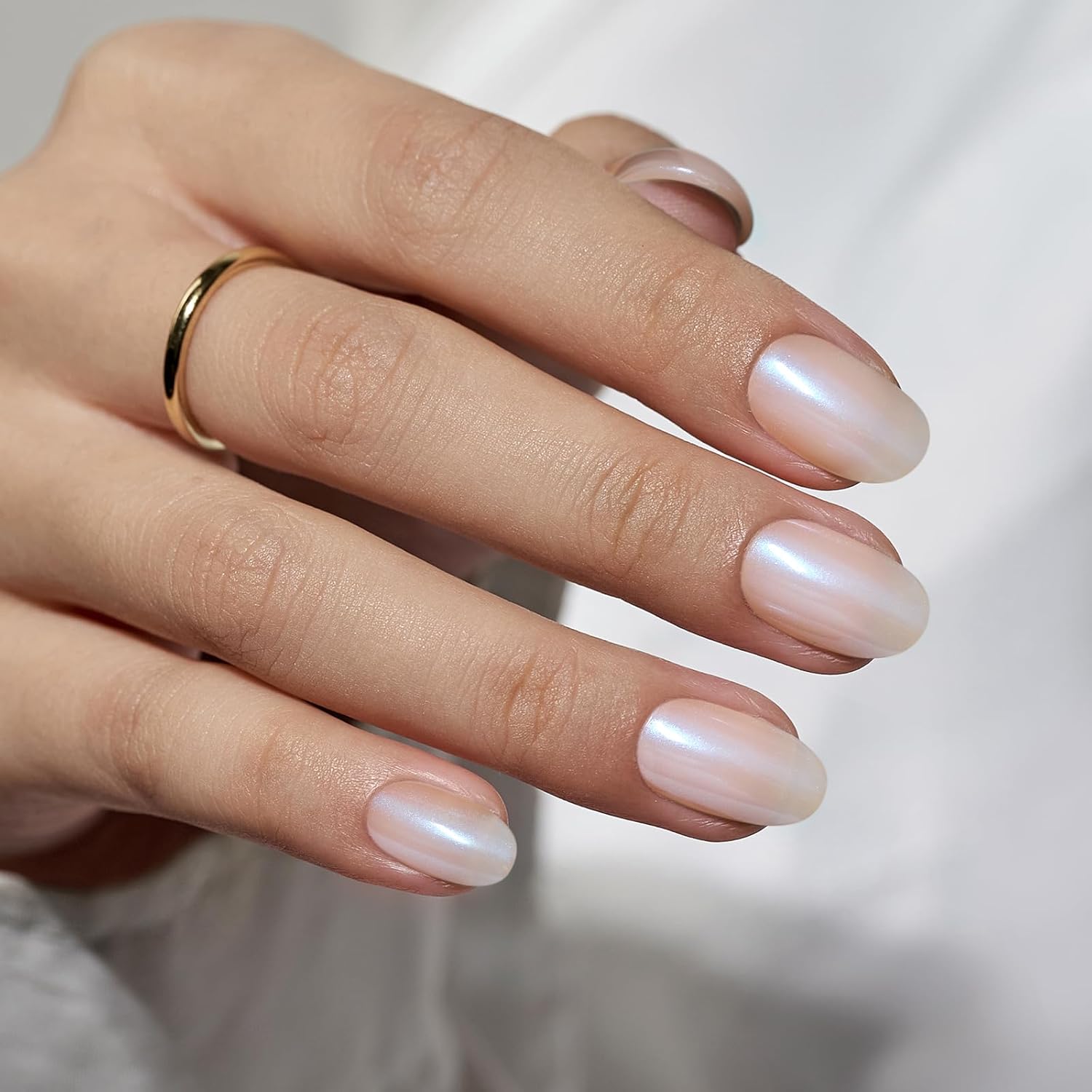 BTArtbox Press On Nails Short - Soft Gel Chrome Press on Nails Short Oval Nails...