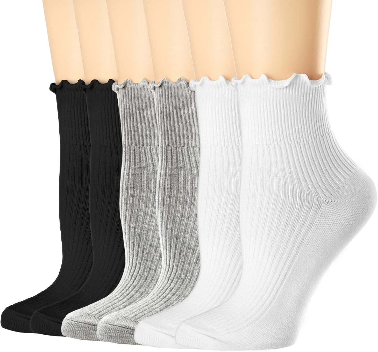 Mcool Mary Womens Socks, Ruffle Turn-Cuff Casual Ankle Socks Breathable Cool Kni...
