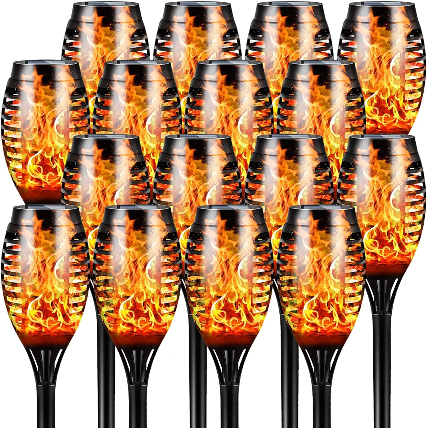 Otdair Solar Outdoor Lights, 16 Pack 12LED Solar Tiki Torches with Flickering Fl...