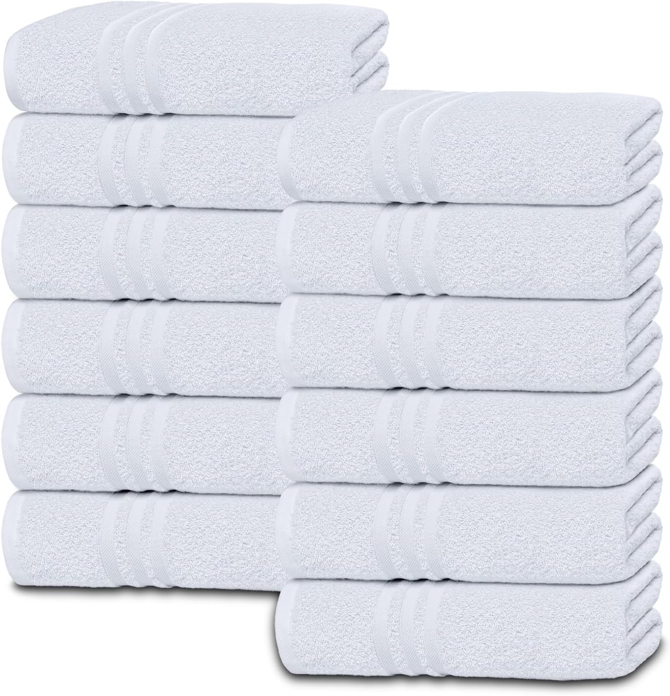 Wealuxe White Hand Towels for Bathroom [12 Pack] Cotton Hand Towel Bulk for Gym,...