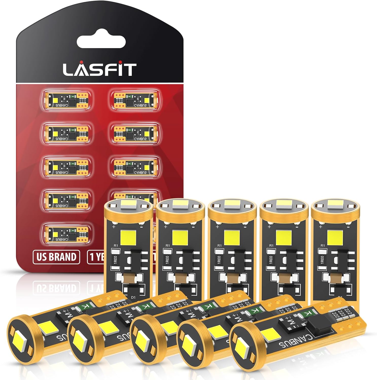 LASFIT 194 LED Bulb 6000K White, T10 168 2825 W5W LED Replacement Light Bulbs, F...