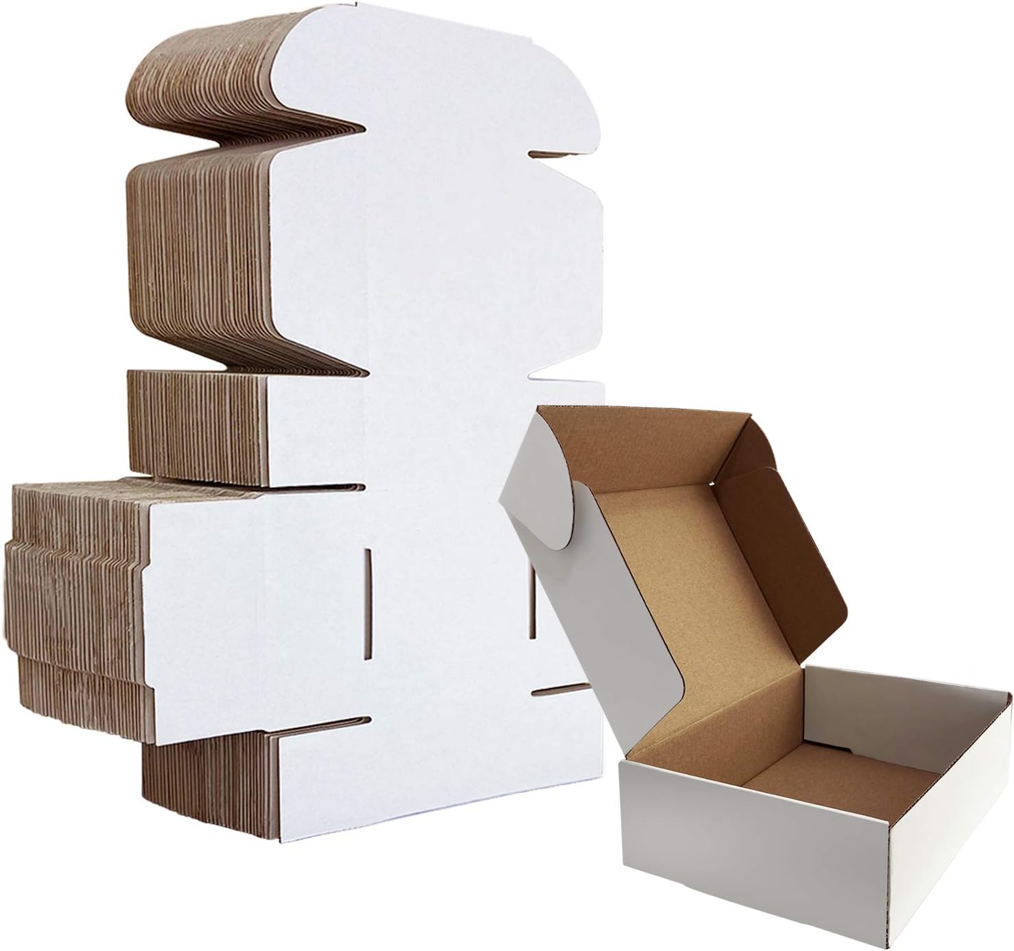 HORLIMER 7x5x2 inches Shipping Boxes Set of 25, White Corrugated Cardboard Box L...