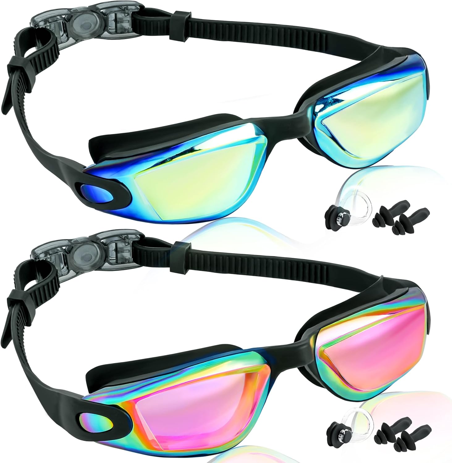 Kids Swim Goggles - 2 Pack Swimming Kids Goggles Anti Fog Anti-UV No Leaking For...