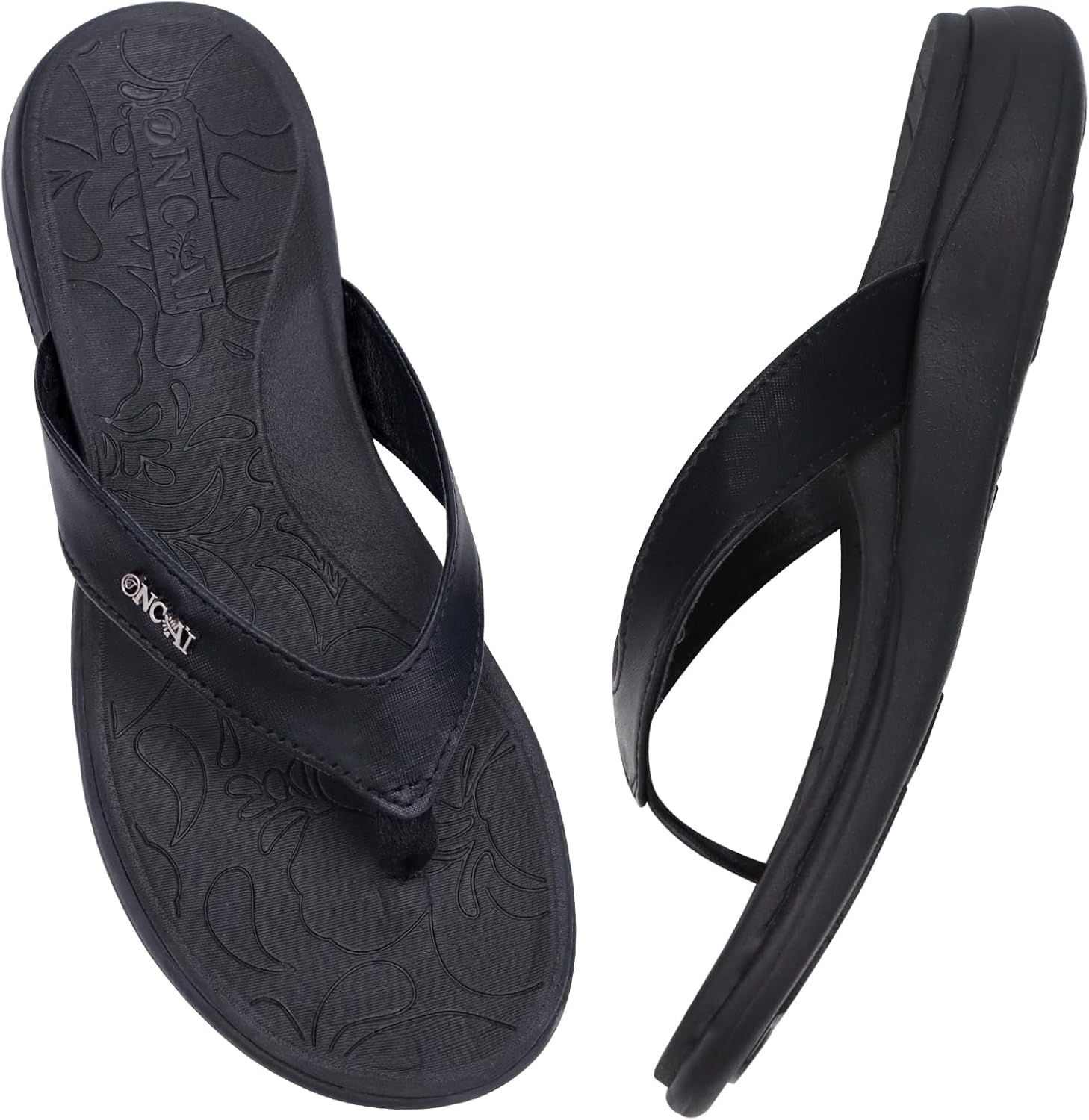 ONCAI Flip Flops for Women, Comfortable Leather Strap Orthotic Arch Support Summ...