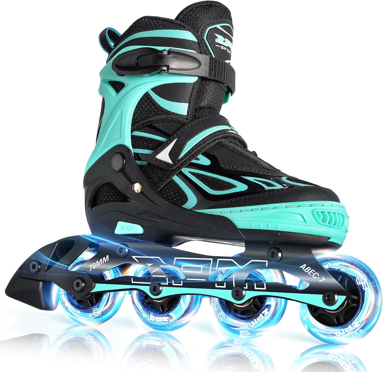2PM SPORTS Vinal Girls Adjustable Flashing Inline Skates, All Wheels Light Up, F...