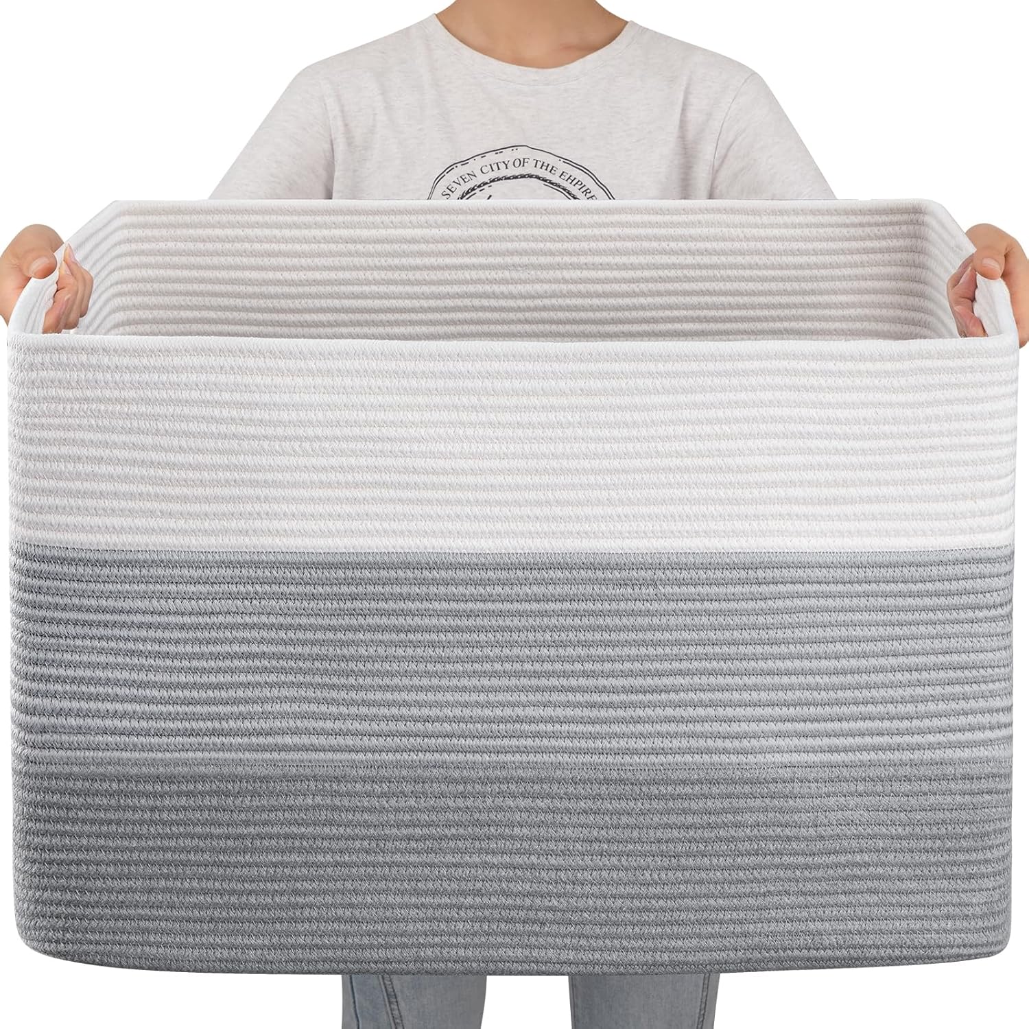 OIAHOMY Blanket Basket, Special Large Storage Basket, Innovative Cotton Rope Bas...
