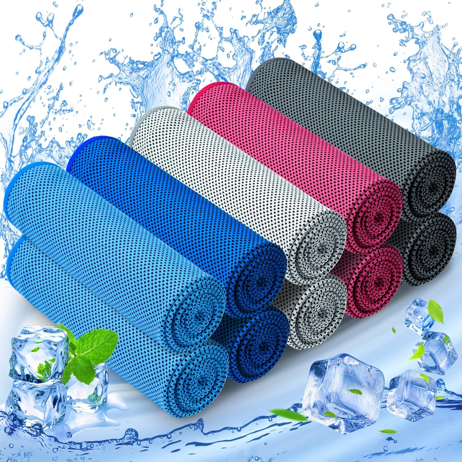 MENOLY 10 Pack Cooling Towels, Sweat Towels Cooling Towels for Neck and Face, Mi...