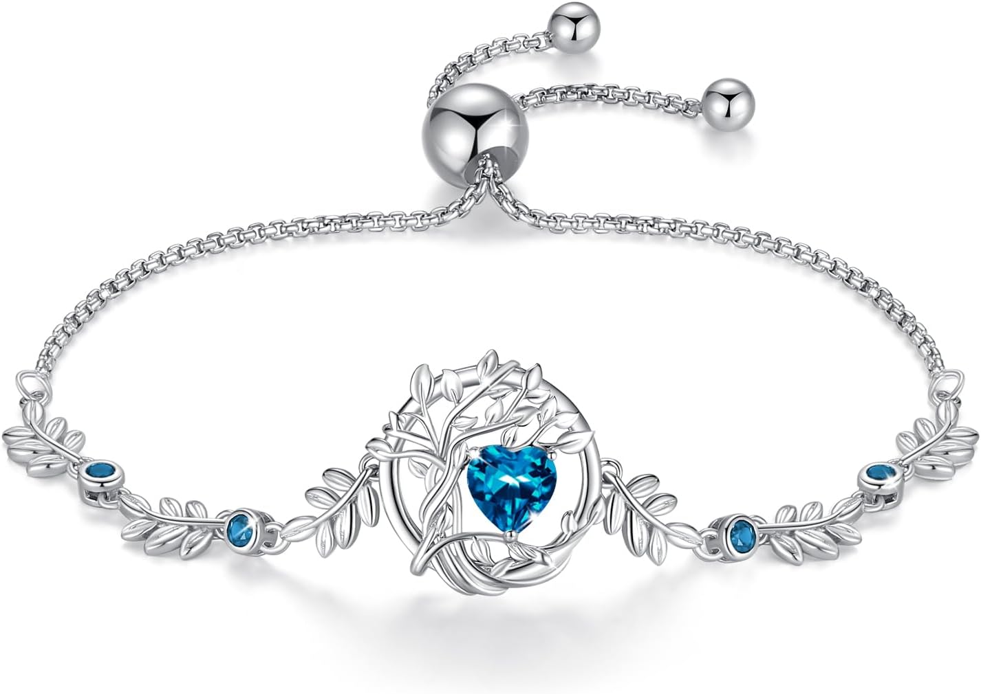 FANCIME Tree of life Birthstone Bracelet for Women Sterling Silver Tree Jewelry...