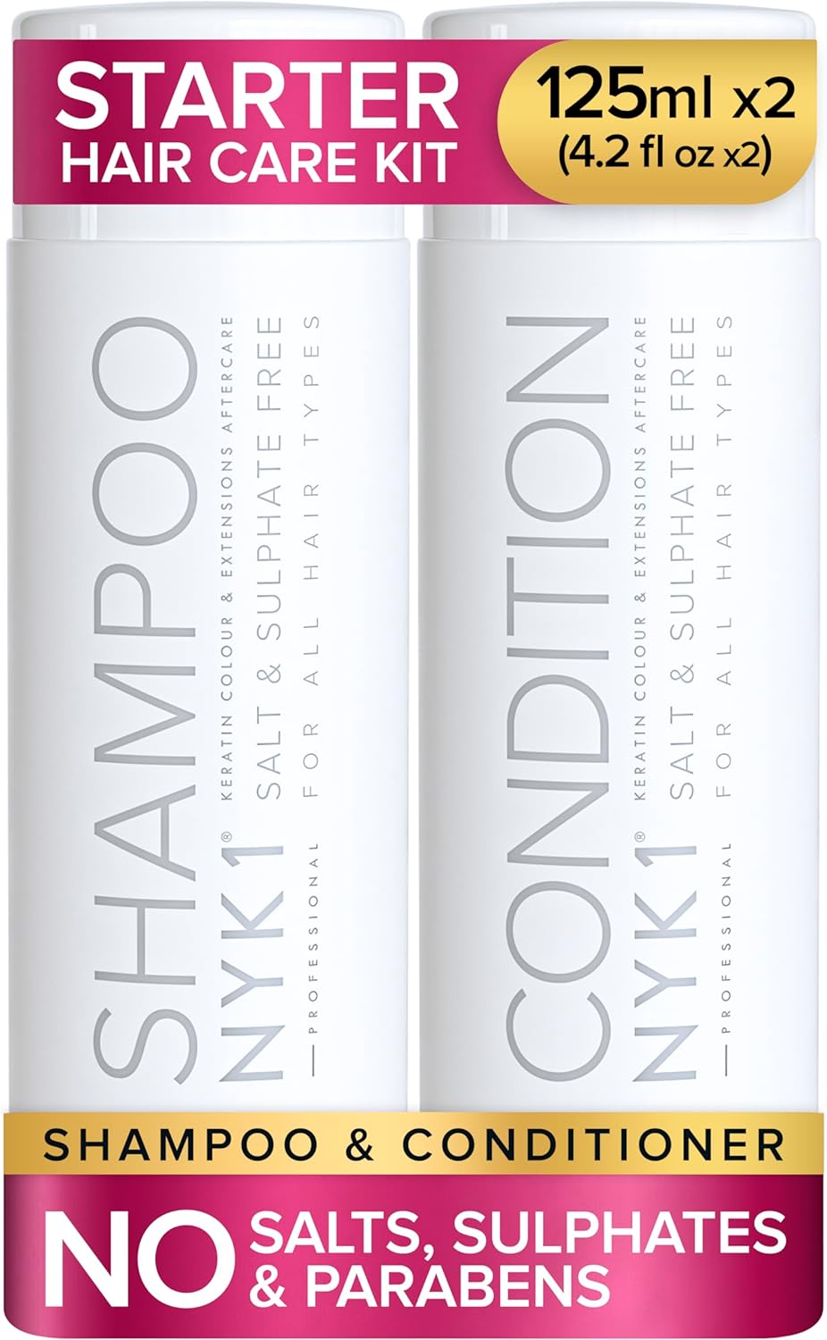 NYK1 Sulphate Free Hair Shampoo And Conditioner (Starter Set - 125ml x2) Sulfate...