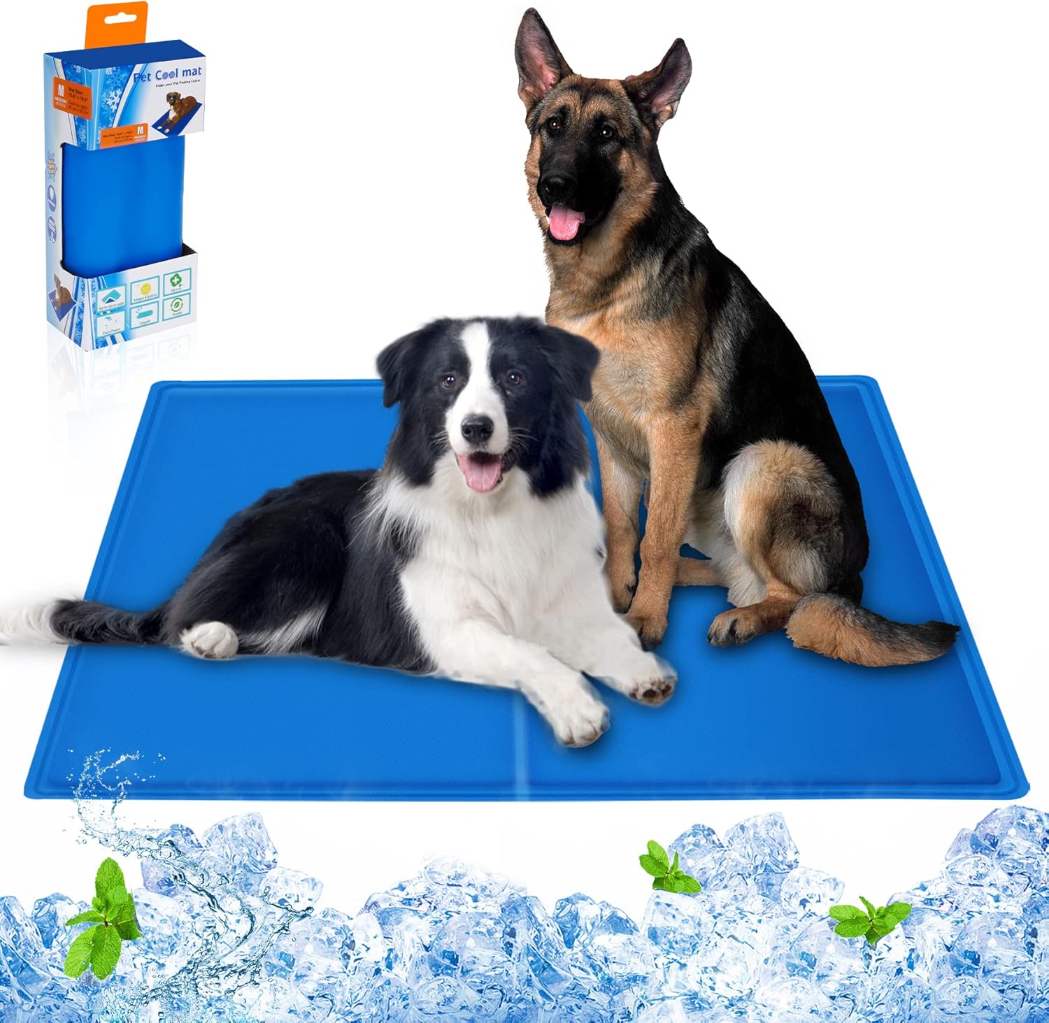 UUEMB 90x50cm Dog Cooling Mat, Large Pet Cool Mat Non-Toxic Gel Self Cooling Pad...