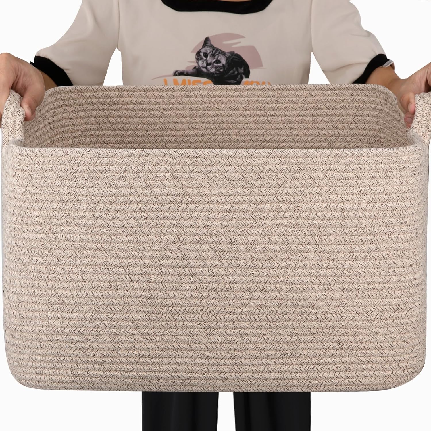 65L Large Storage Basket, Cotton Rope Woven Blanket Basket, Toy Basket for Baby...