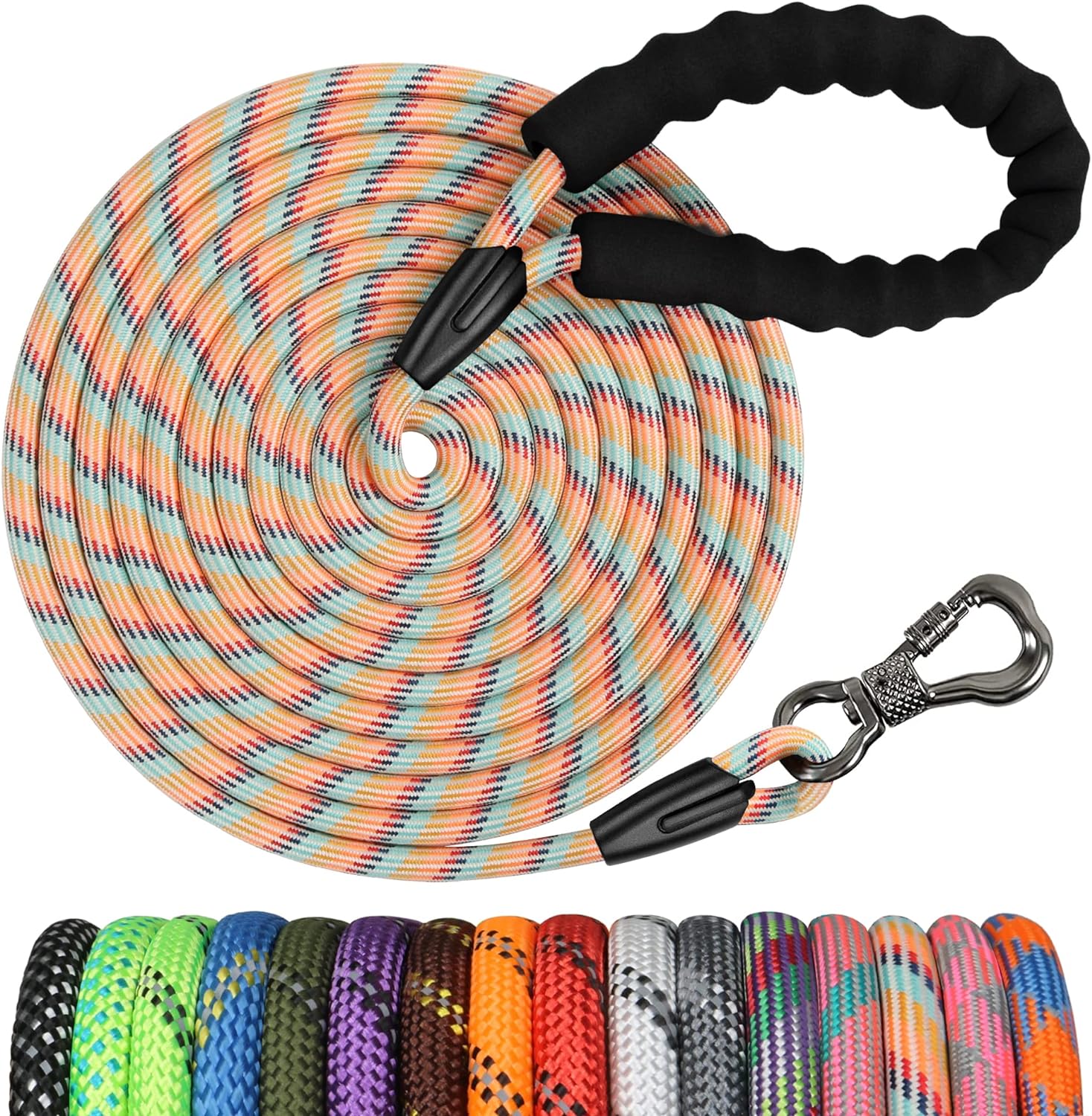 NTR Heavy Duty Large Dog Leash, 20FT Dog Rope Leash with Swivel Lockable Hook an...