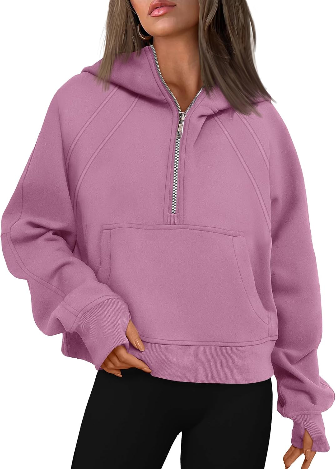 WYNNQUE Womens Hoodies Oversized Sweatshirts Half Quarter Zip Pullover Cropped L...