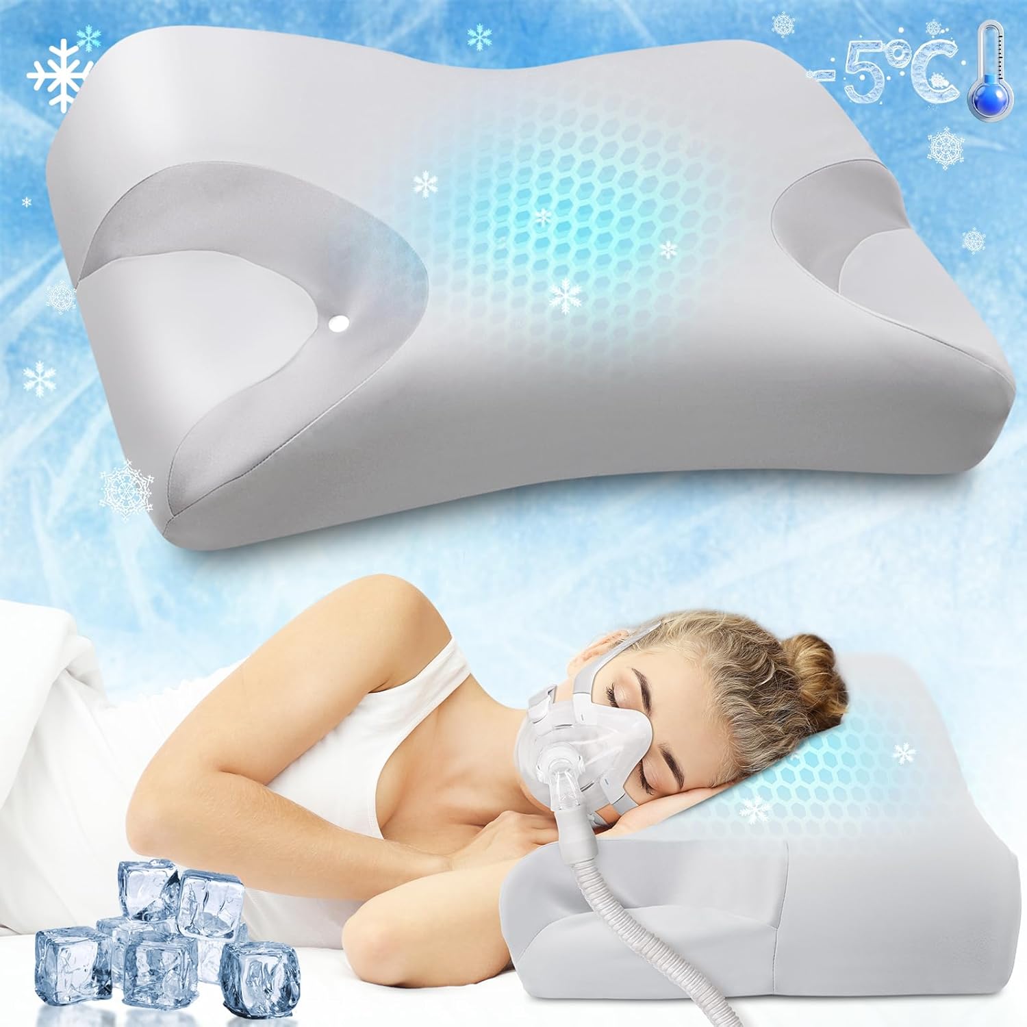 IKSTAR Newest Cooling CPAP Pillow for Side Sleepers, Sleep Apnea Pillow for CPAP...