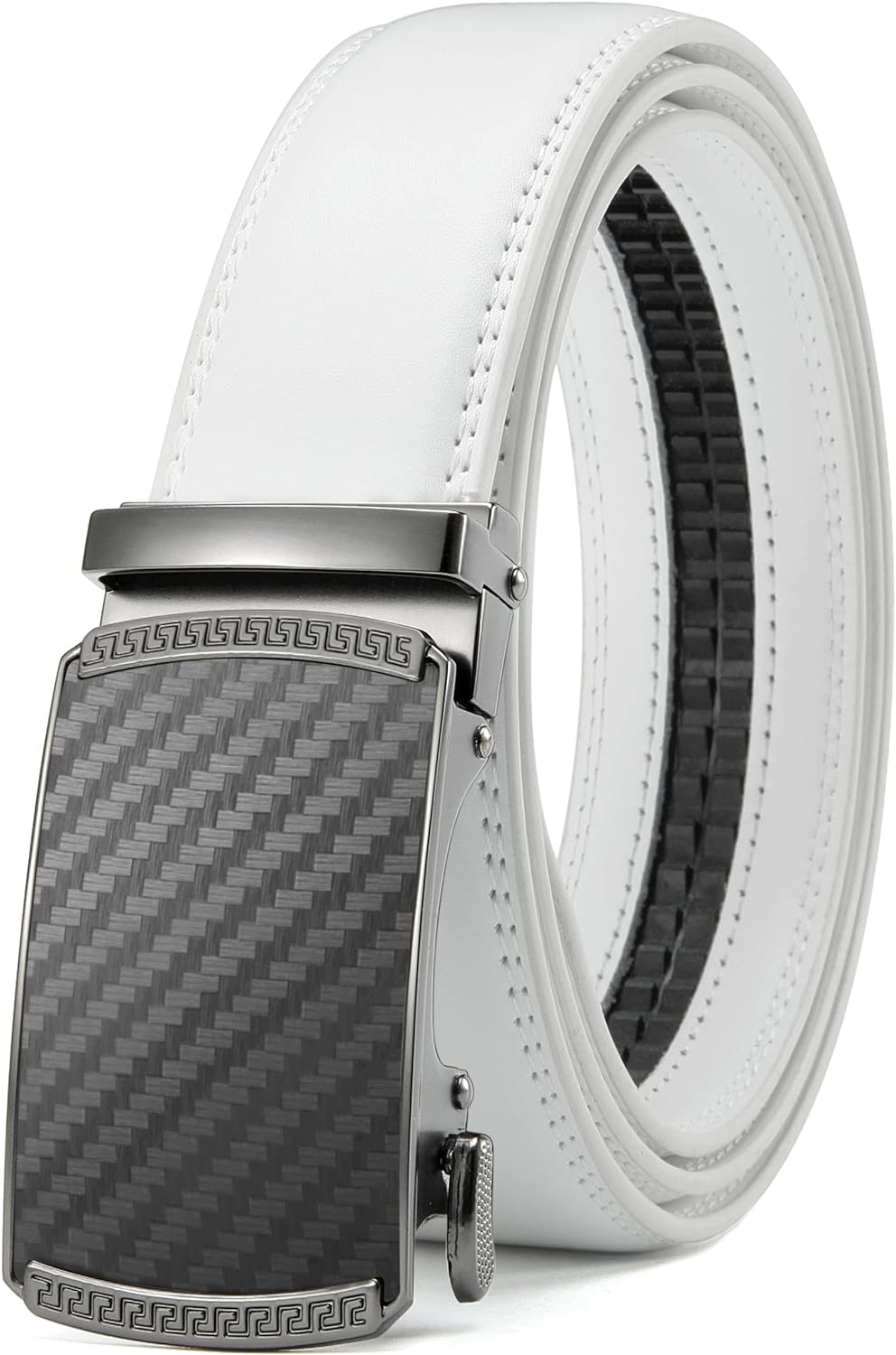 CHAOREN Leather Ratchet Belt Men - Customizable Fit, Effortless Style (35mm) Whi...