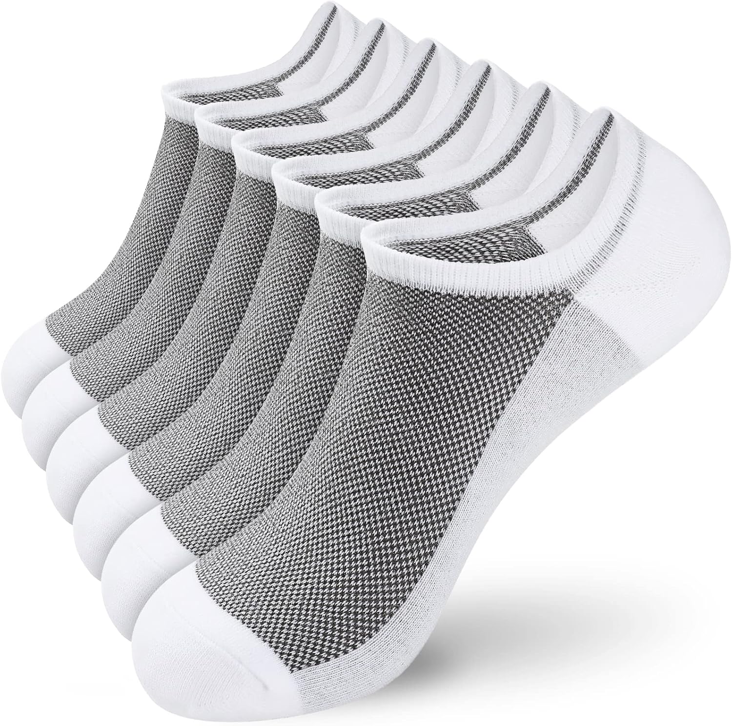 YANGTE Trainer Socks 6 Pairs Ankle Socks Mens Invisible Low Cut Non Slip Breatha...