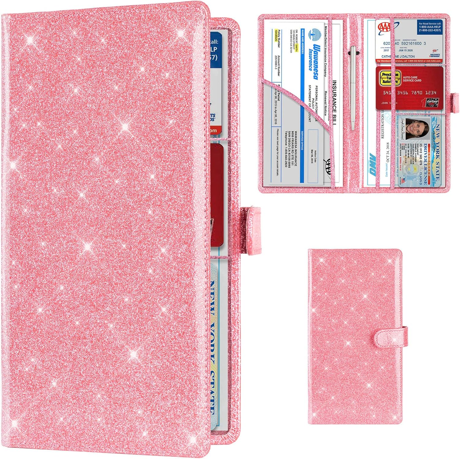 TOURSUIT Car Registration and Insurance Card Holder, Vehicle License Document Gl...