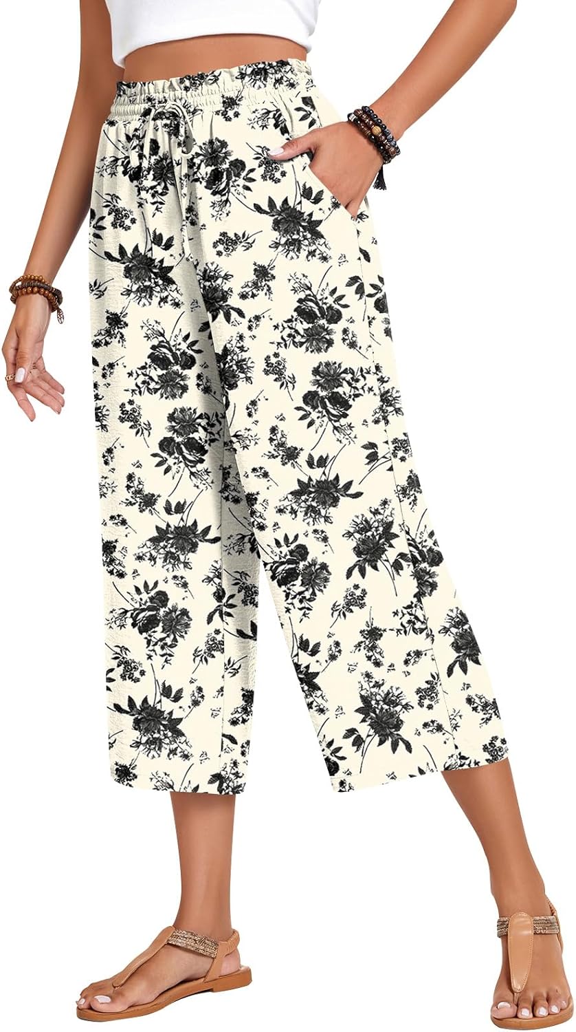 Anyhold Womens Capri Pants, Special Loose High Wai...