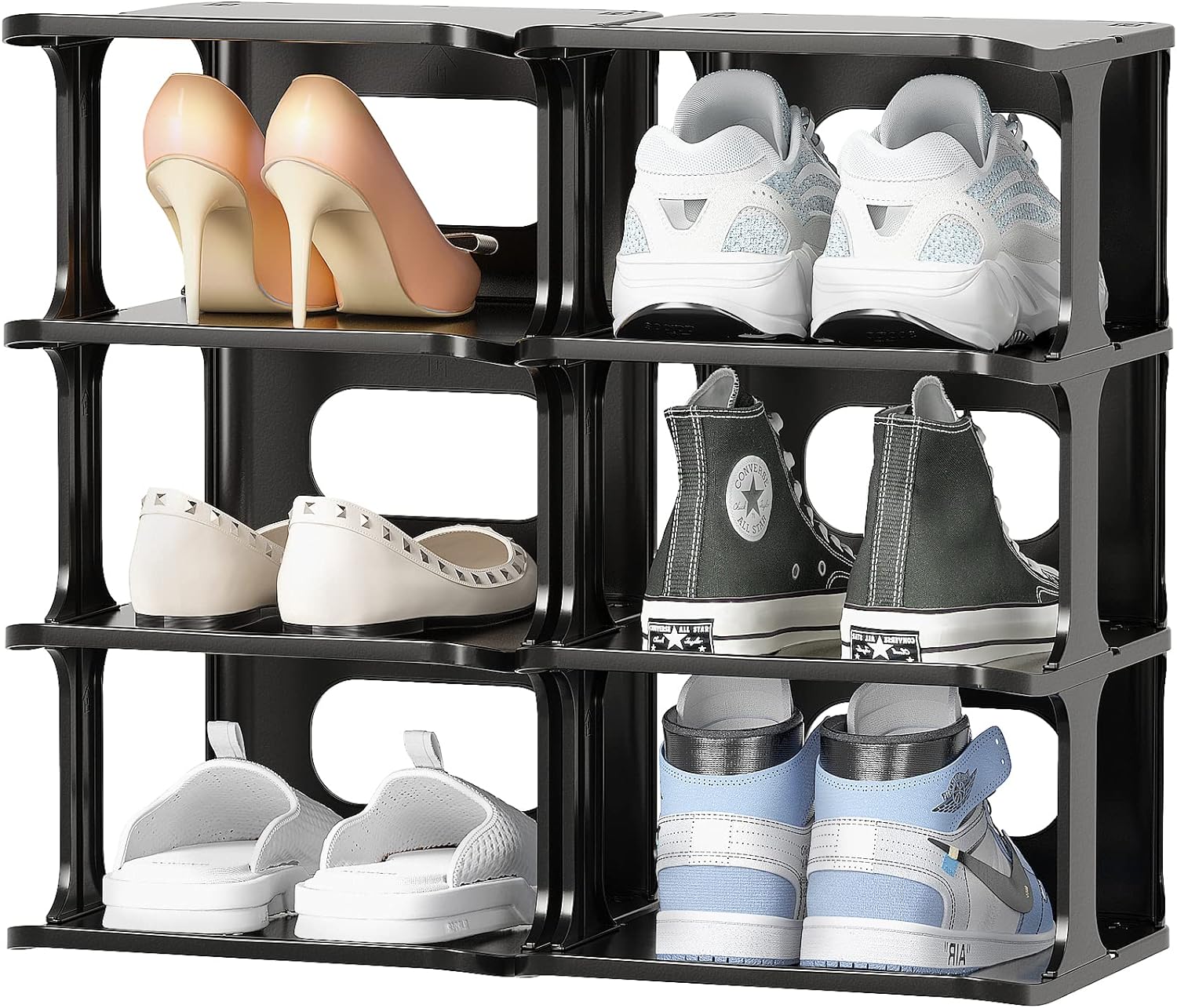 HAIXIN Shoe Racks for Bedroom Plastic Organizer for Closet 8 Tier Shoe Cubby Fre...