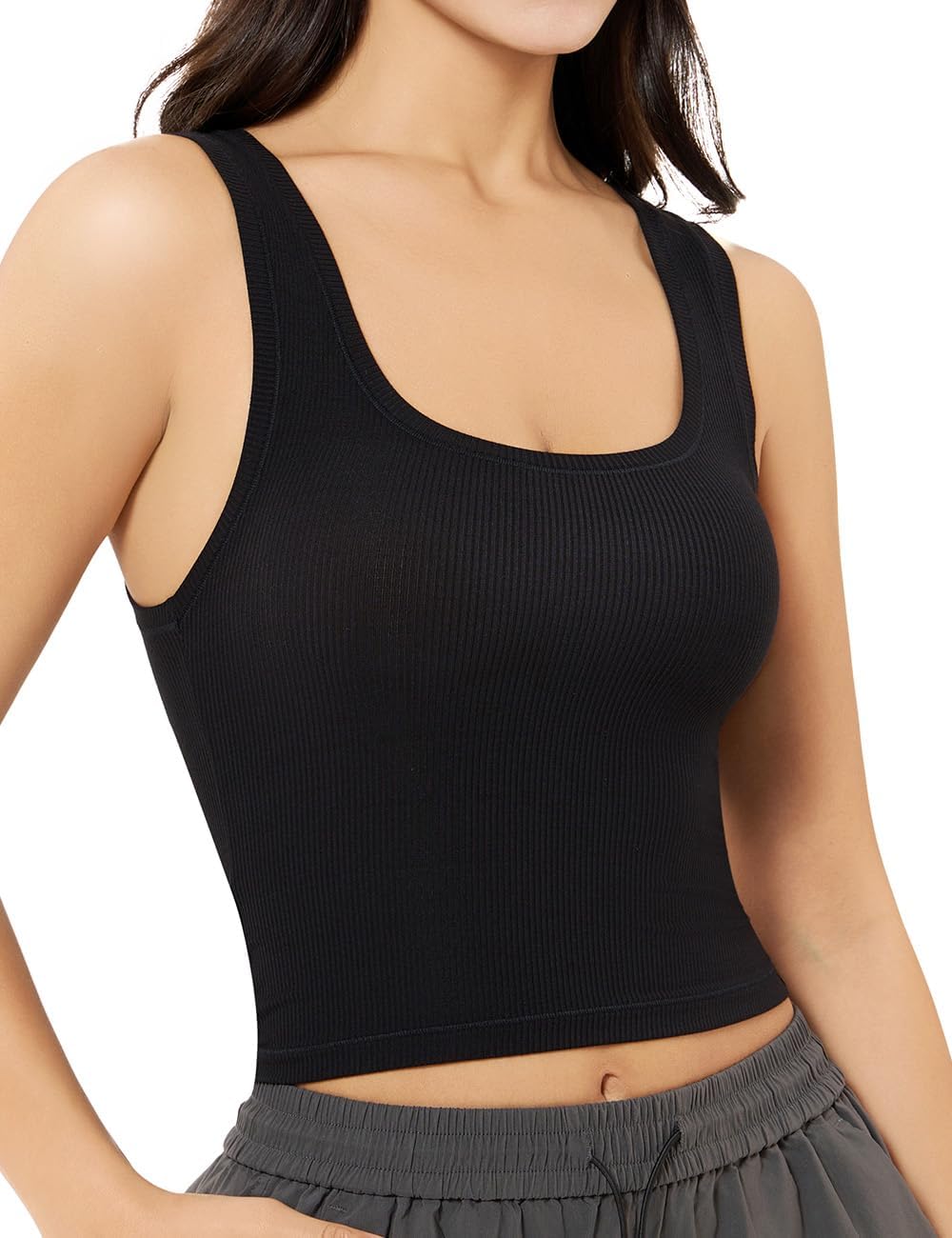 Women's Basic Sleeveless Crop Top, Special Summer Shirt with Ribbed Scoop Neck,...