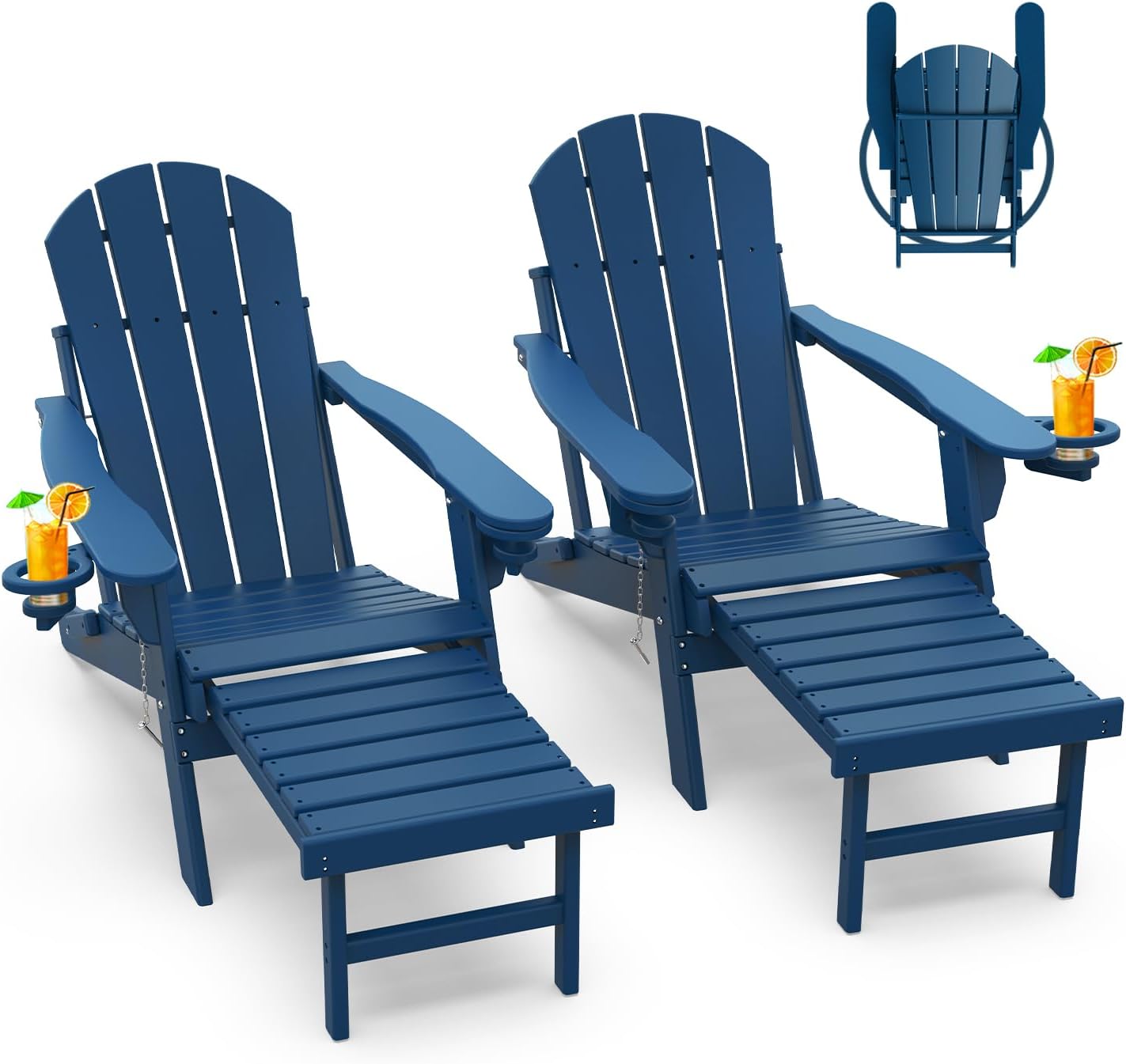 Adirondack Chairs, Special Folding Chairs with Ottoman, Innovative Retractable F...