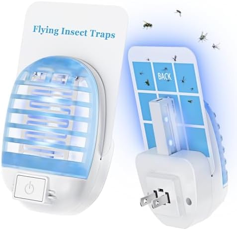 Flying Insect Trap 2 Devices+6 Refills, Bug Zapper+Insect Trap for Home,Kill Gri...