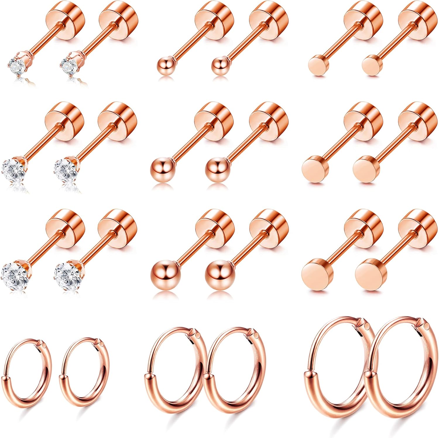 High-Quality FASACCO Small Tiny Stud Earrings, Special Flat Back Hypoallergenic...