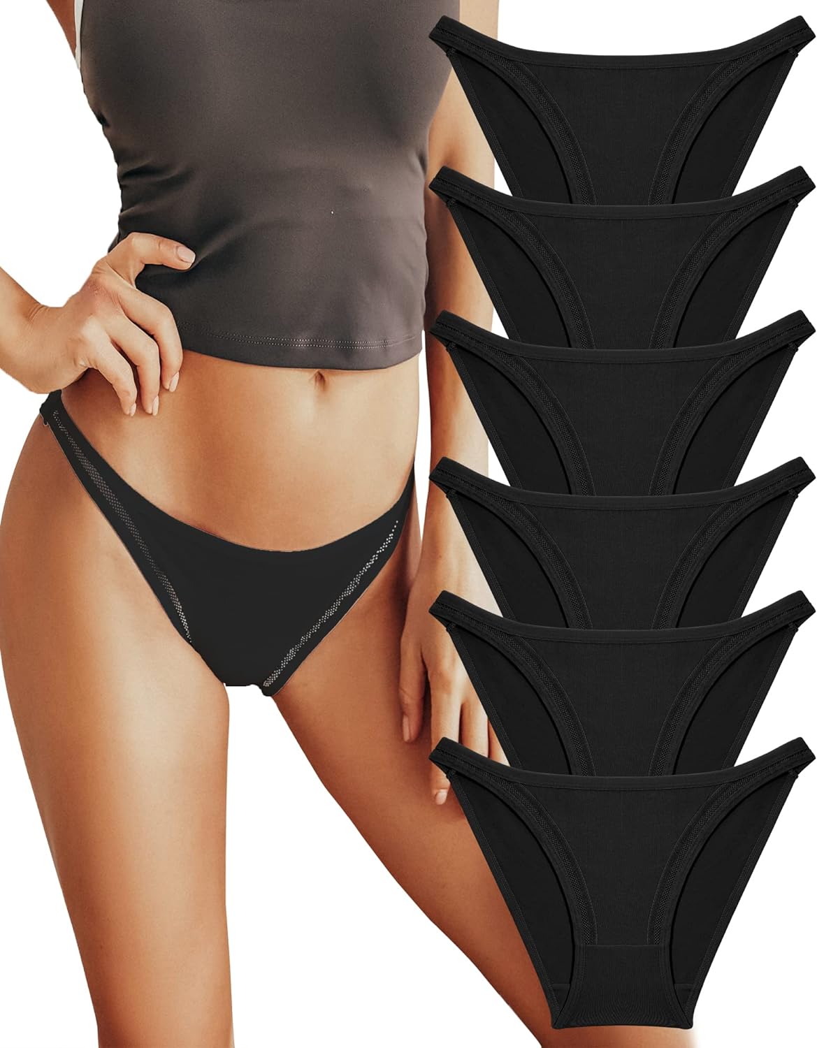 FINETOO 6 Pack String Underwear for Women Cotton H...