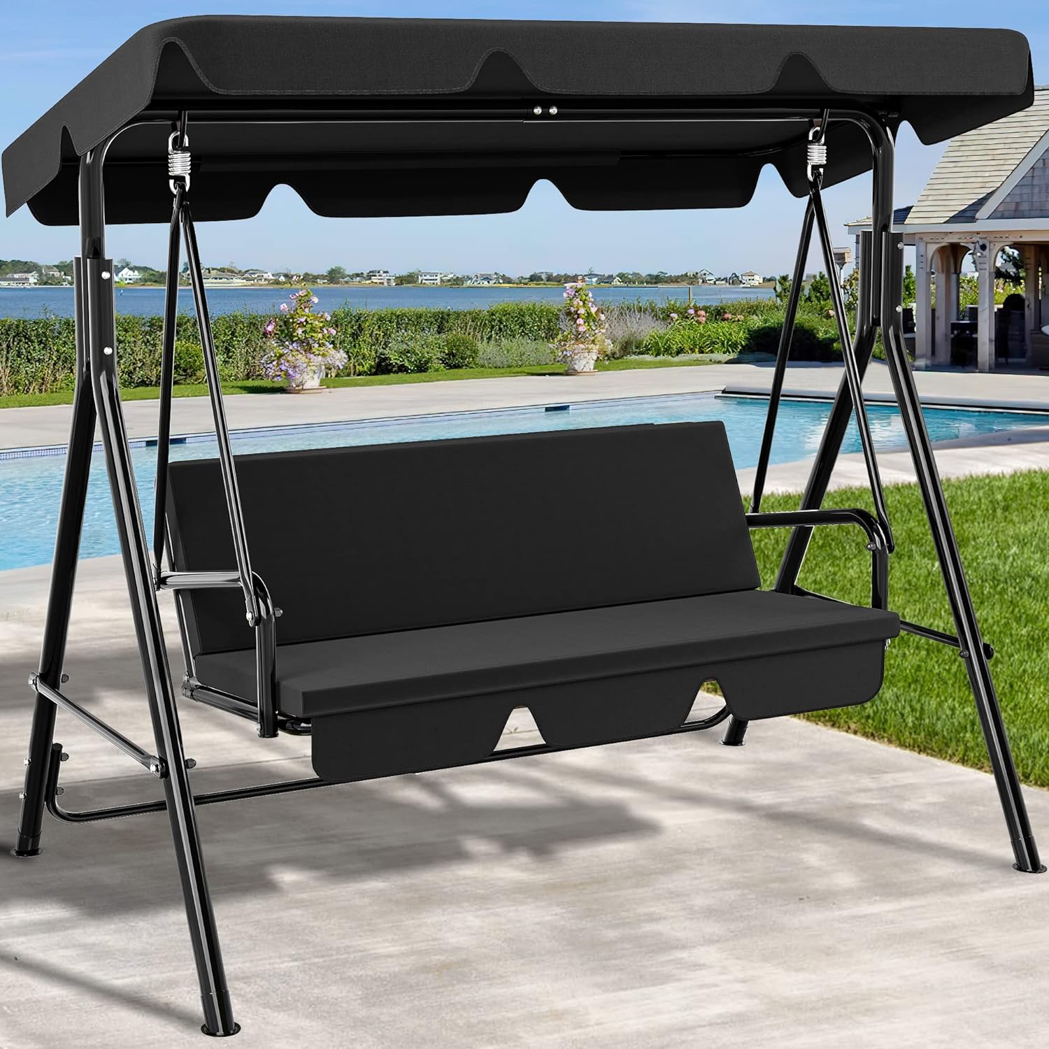 YITAHOME Canopy Swing Chair, 3 Seater Garden Swing Seat Chair, 170 x 110 x 153cm...