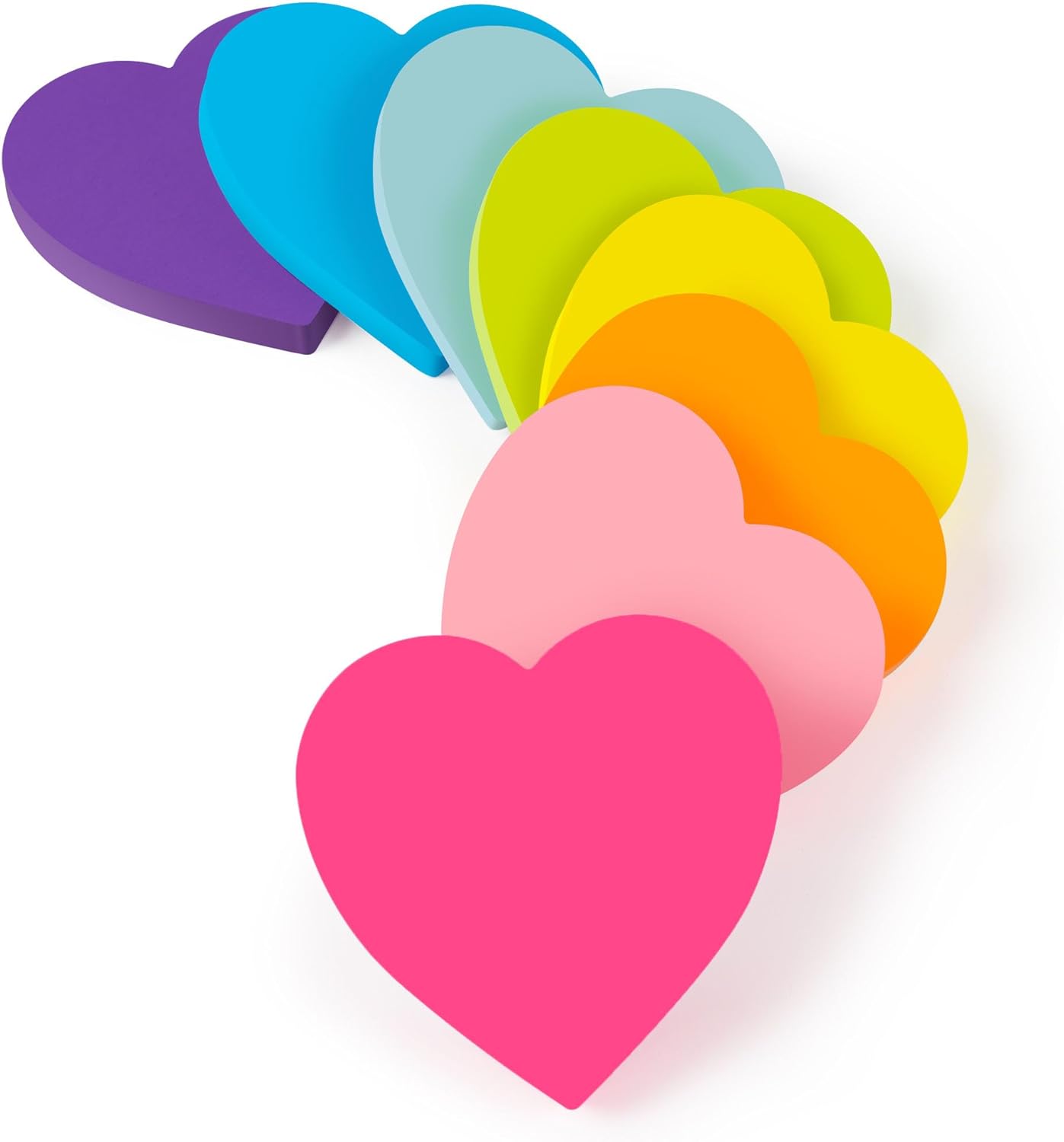 Heart Sticky Notes 3x3 in, 8 Pads, Super Cute Bright Color Strong Adhesive Post,...