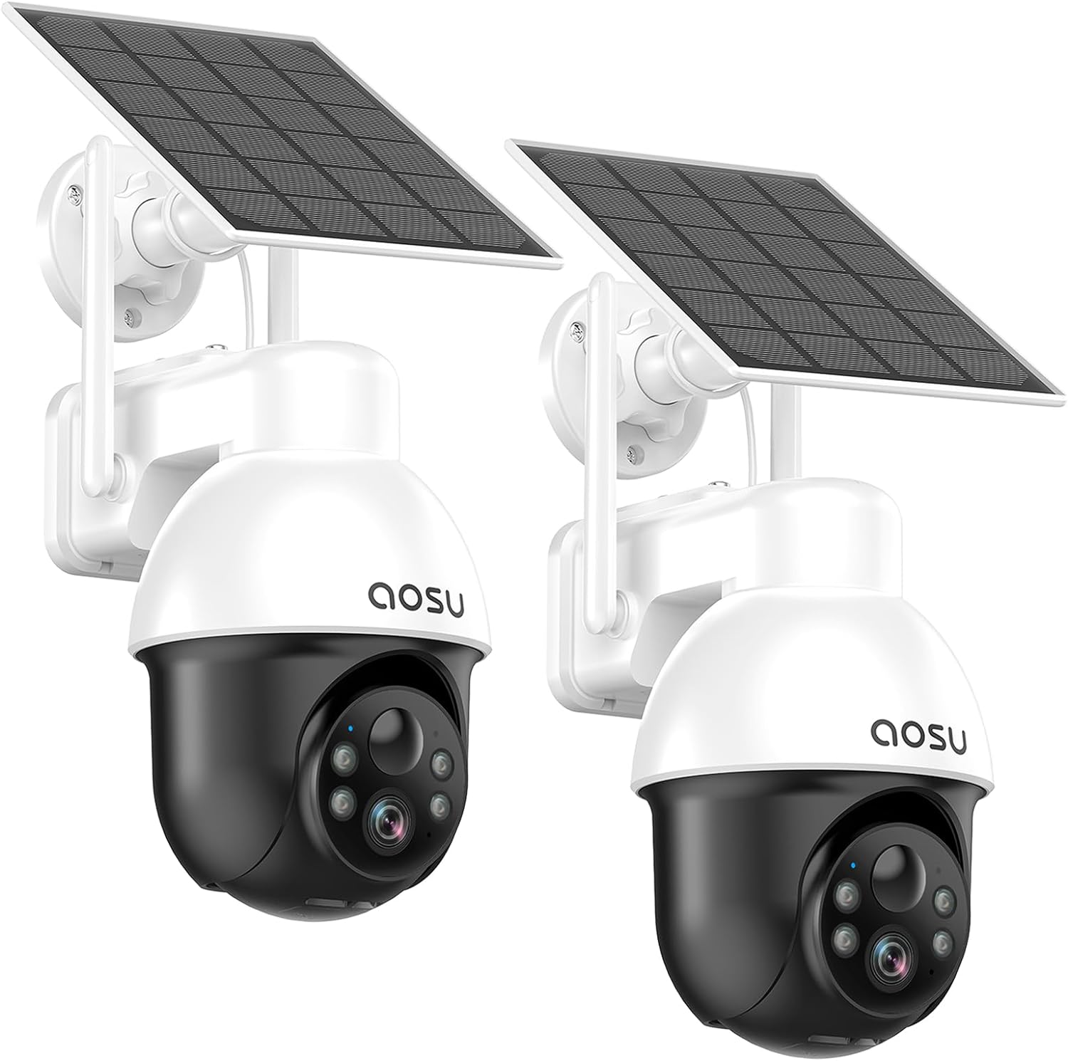 AOSU 5MP Solar Security Camera Outdoor with Color Night Vision, 2 Pack Outdoor S...