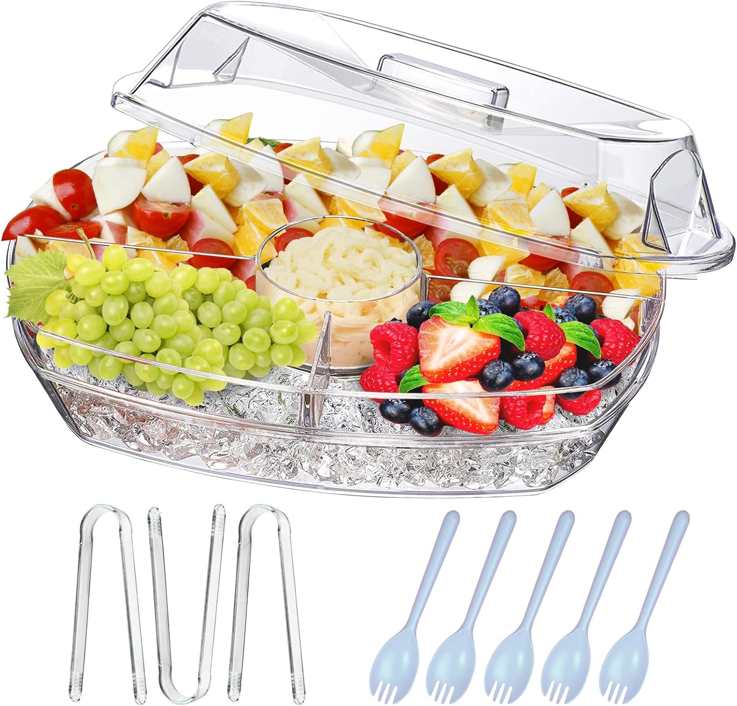 Fruit Trays for Party Serving, Special 15 Inch Appetizer Serving Tray on Ice, Un...