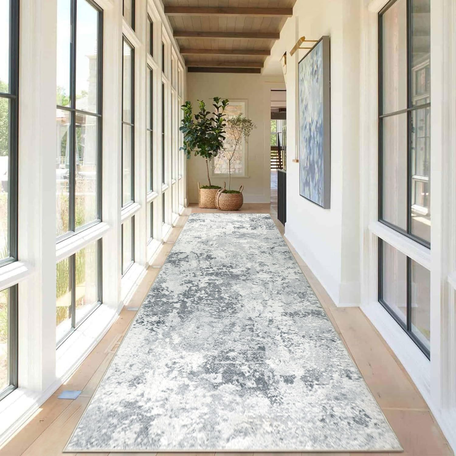 Homcomodar Abstract Runner Rug for Entryway 80x300cm Extra Long Modern Rug Runne...