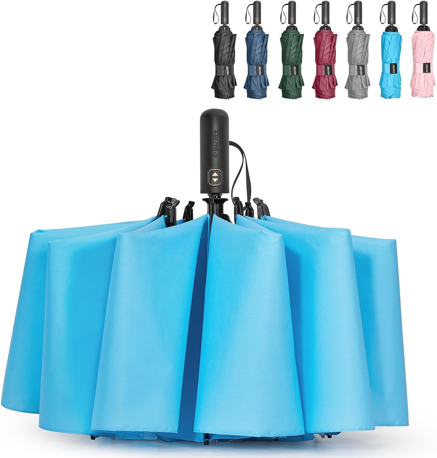 G4Free 46/54/62 Inch Large Compact Golf Umbrella, Special Windproof 10 Ribs Reve...