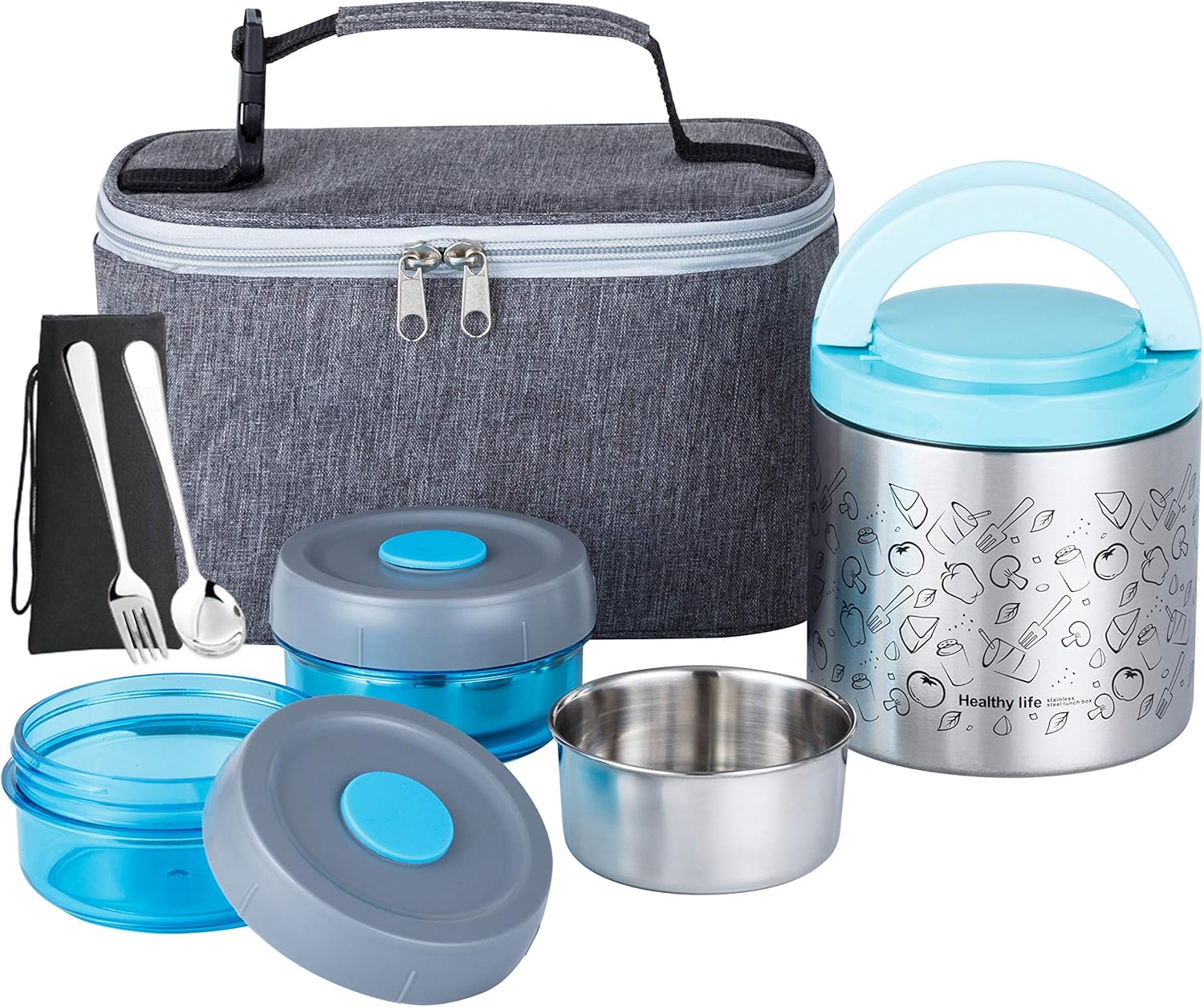 Lille Home 1065ml Lunch Box Set, Special Vacuum Insulated Bento/Snack Box Keepin...