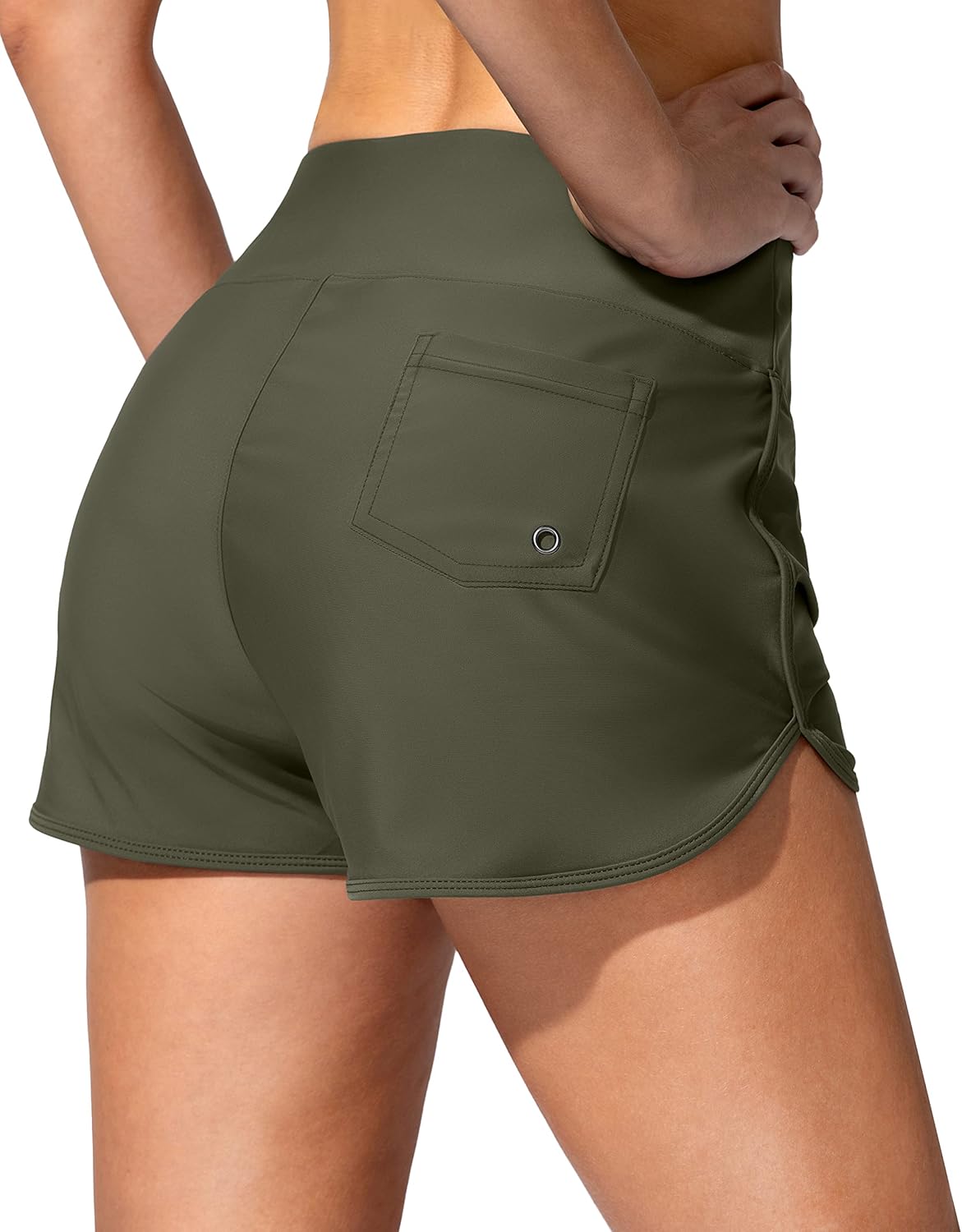 Women's Swim Shorts, Special Board Swimsuit with Pockets, High Waisted Tummy Con...