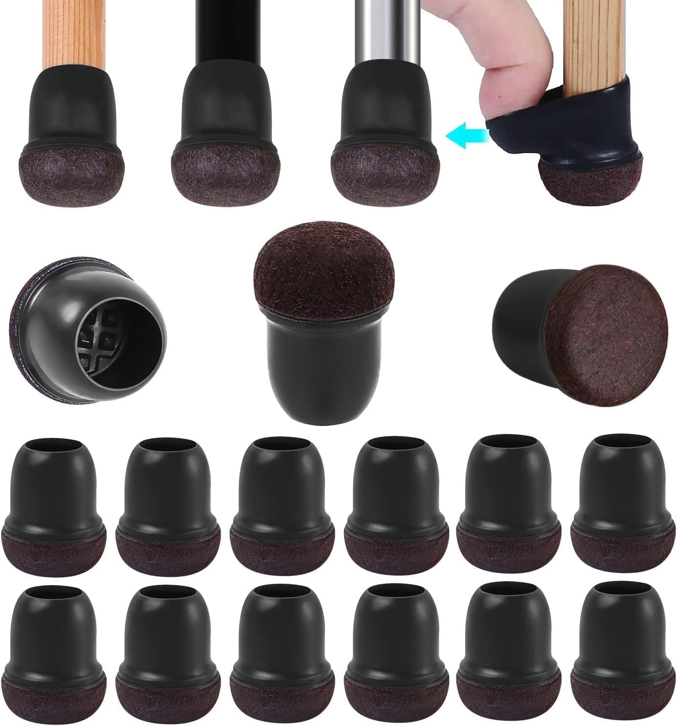 RCHYFEED 24PCS Silicone Chair Leg Caps, Special Chair Leg Covers with Felt Pads,...